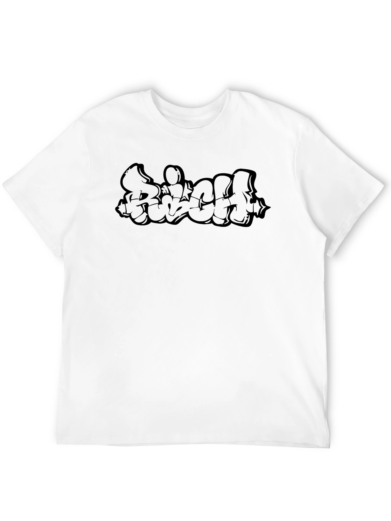 Black Graphic Tee - Graffiti Style Print