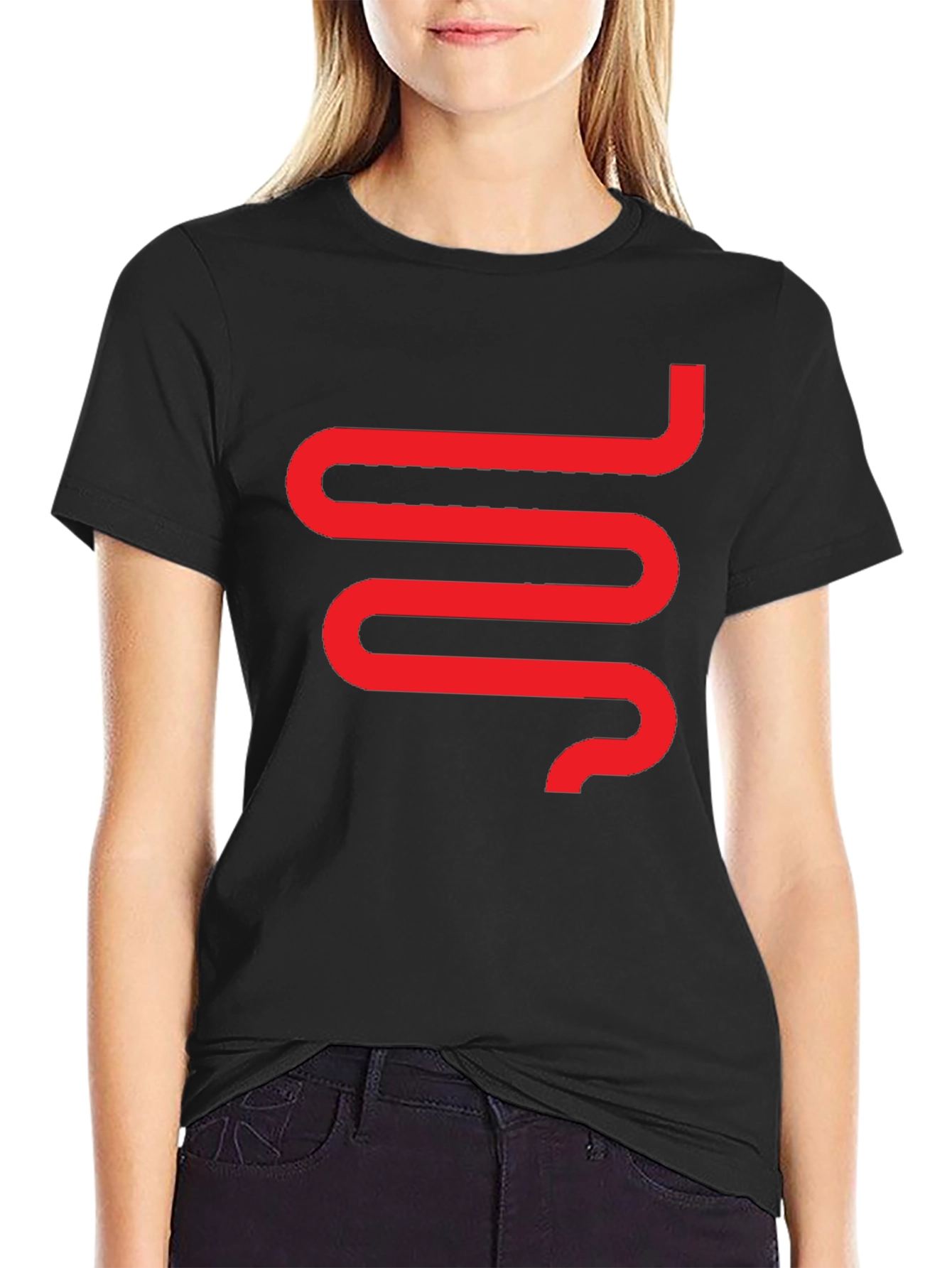 Modern Snake Graphic Tee - Black Cotton T-Shirt
