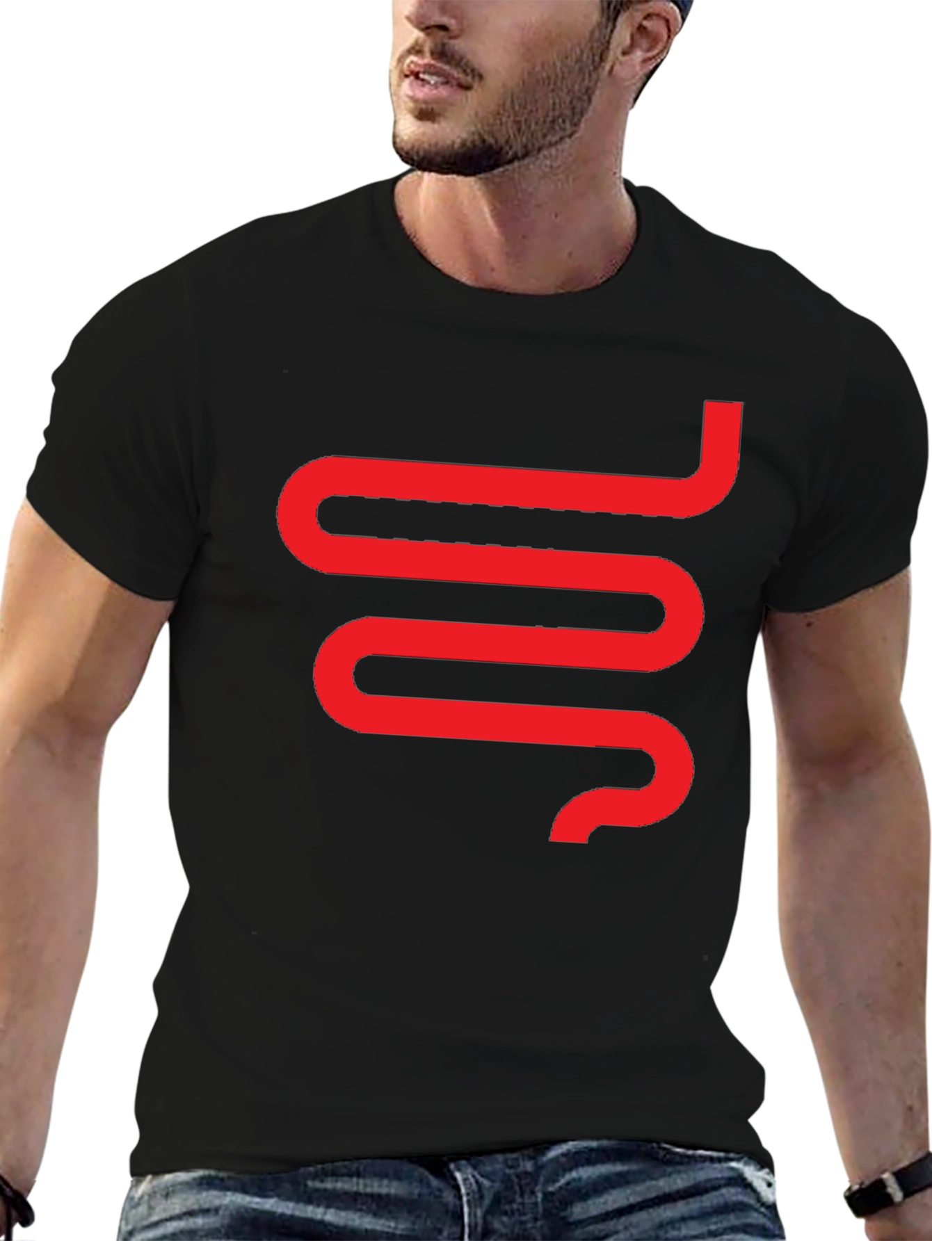 Modern Snake Graphic Tee - Black Cotton T-Shirt