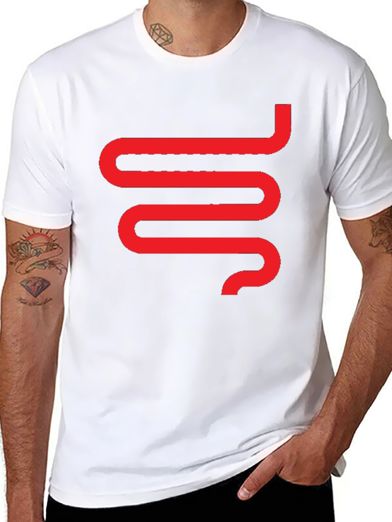 Modern Snake Graphic Tee - Black Cotton T-Shirt