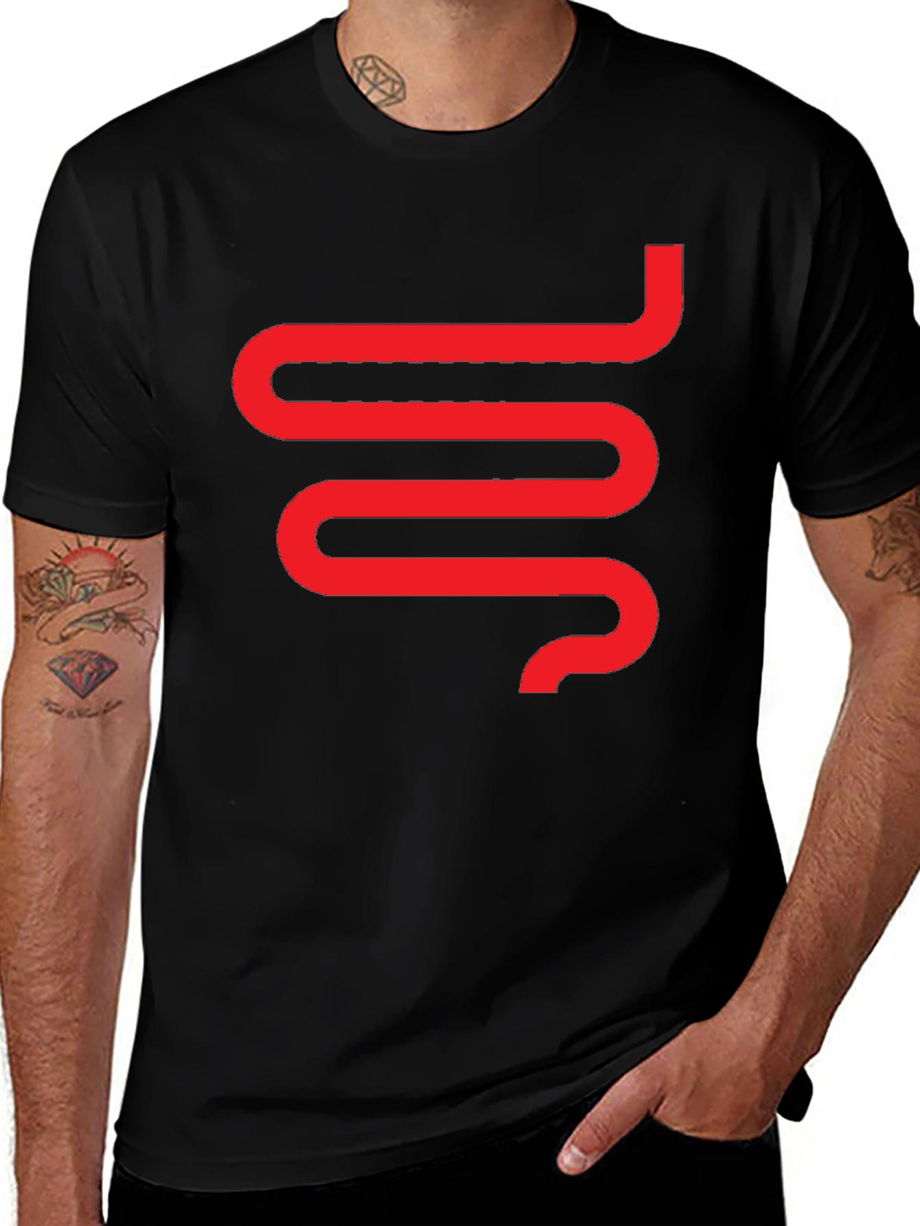 Modern Snake Graphic Tee - Black Cotton T-Shirt