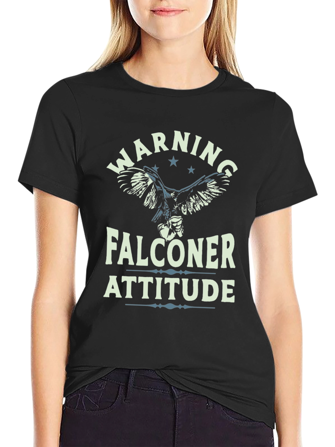 Warning Falconer Attitude Black T-Shirt