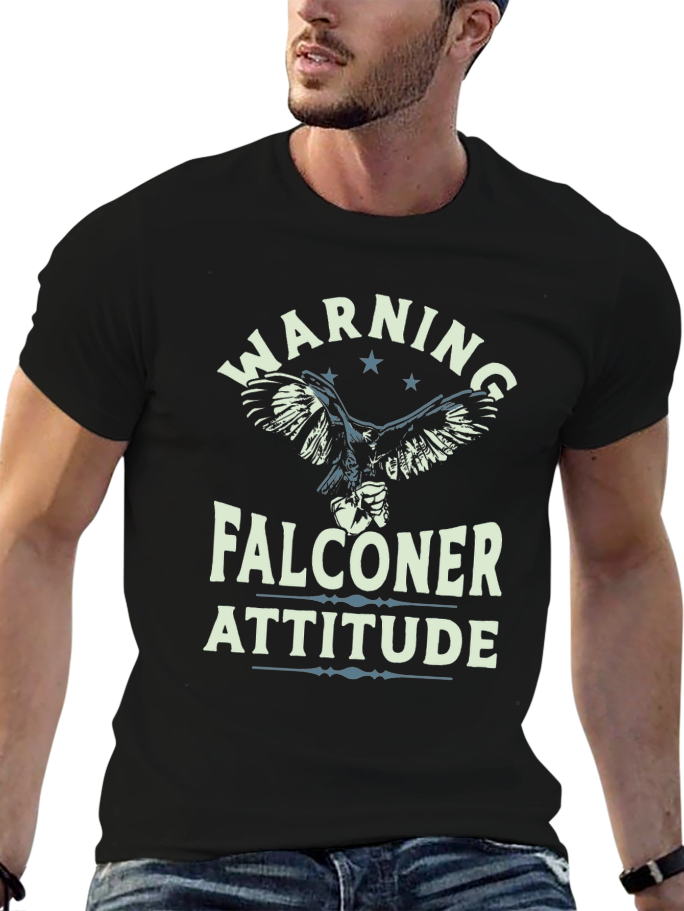 Warning Falconer Attitude Black T-Shirt