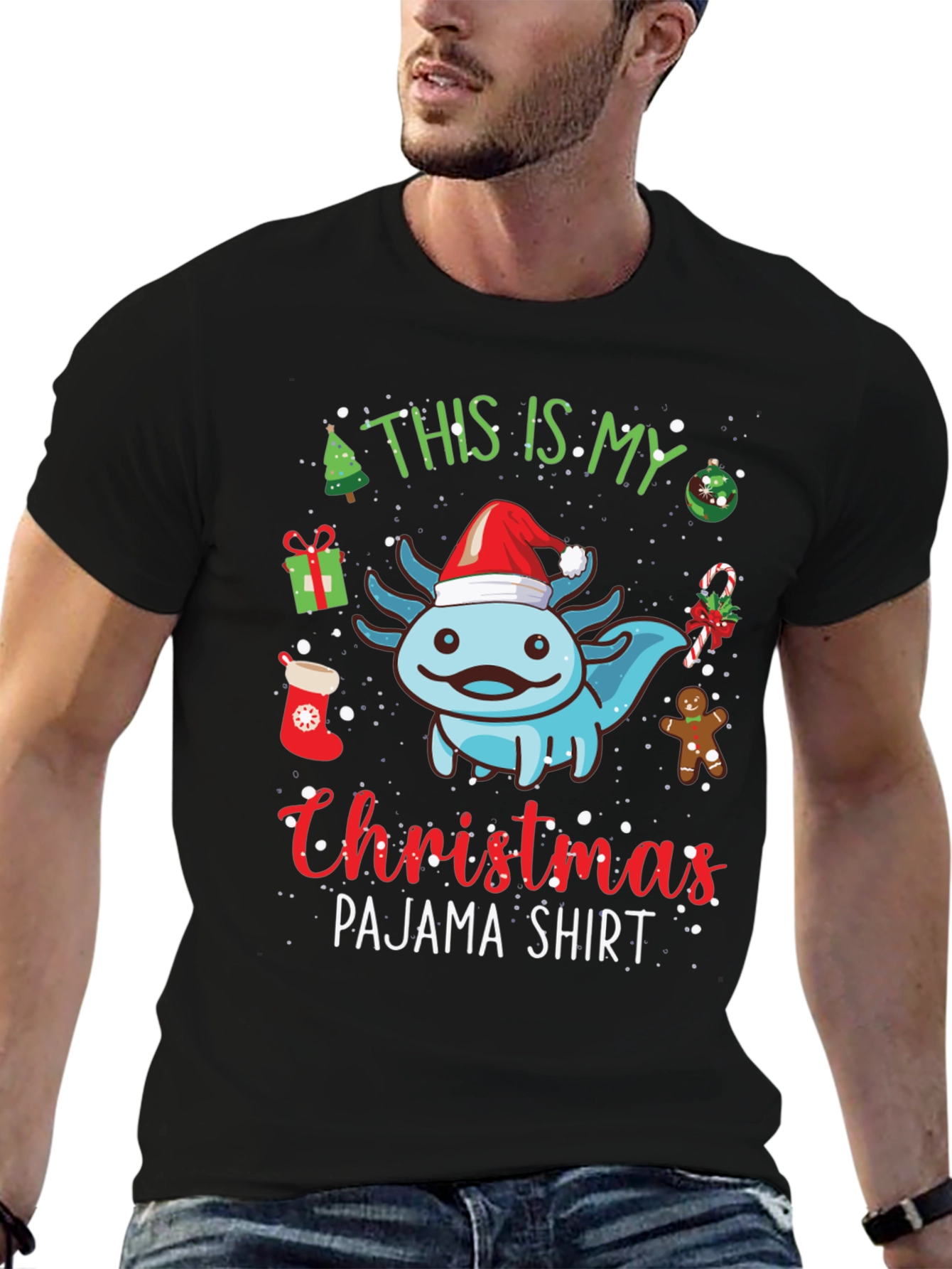 Christmas Axolotl Pajama T-Shirt