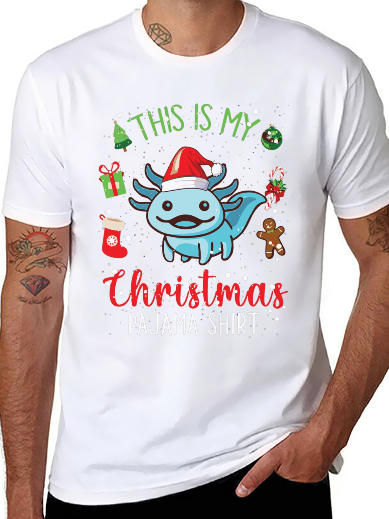Christmas Axolotl Pajama T-Shirt