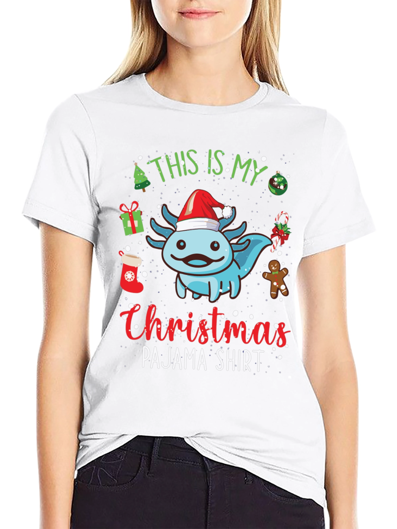 Christmas Axolotl Pajama T-Shirt