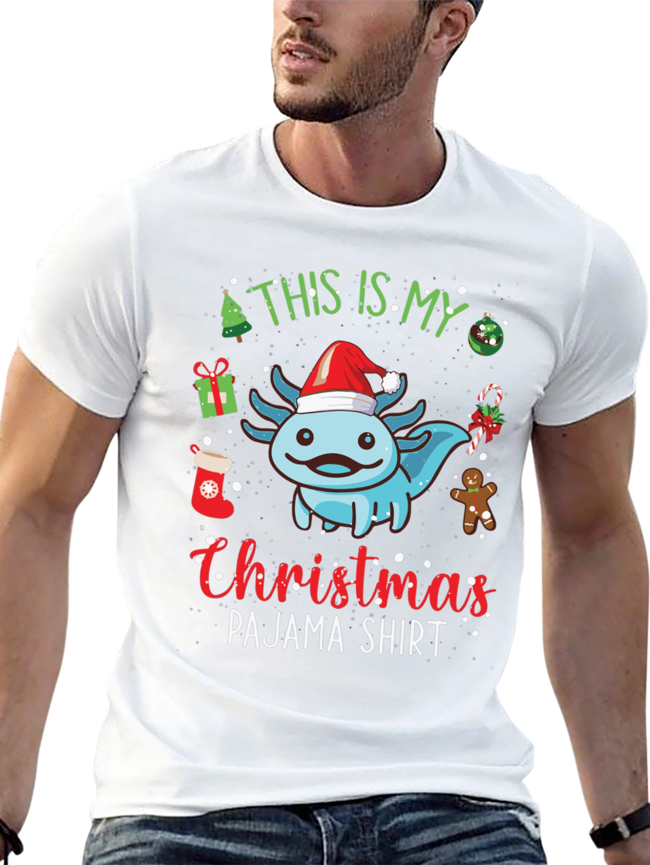 Christmas Axolotl Pajama T-Shirt