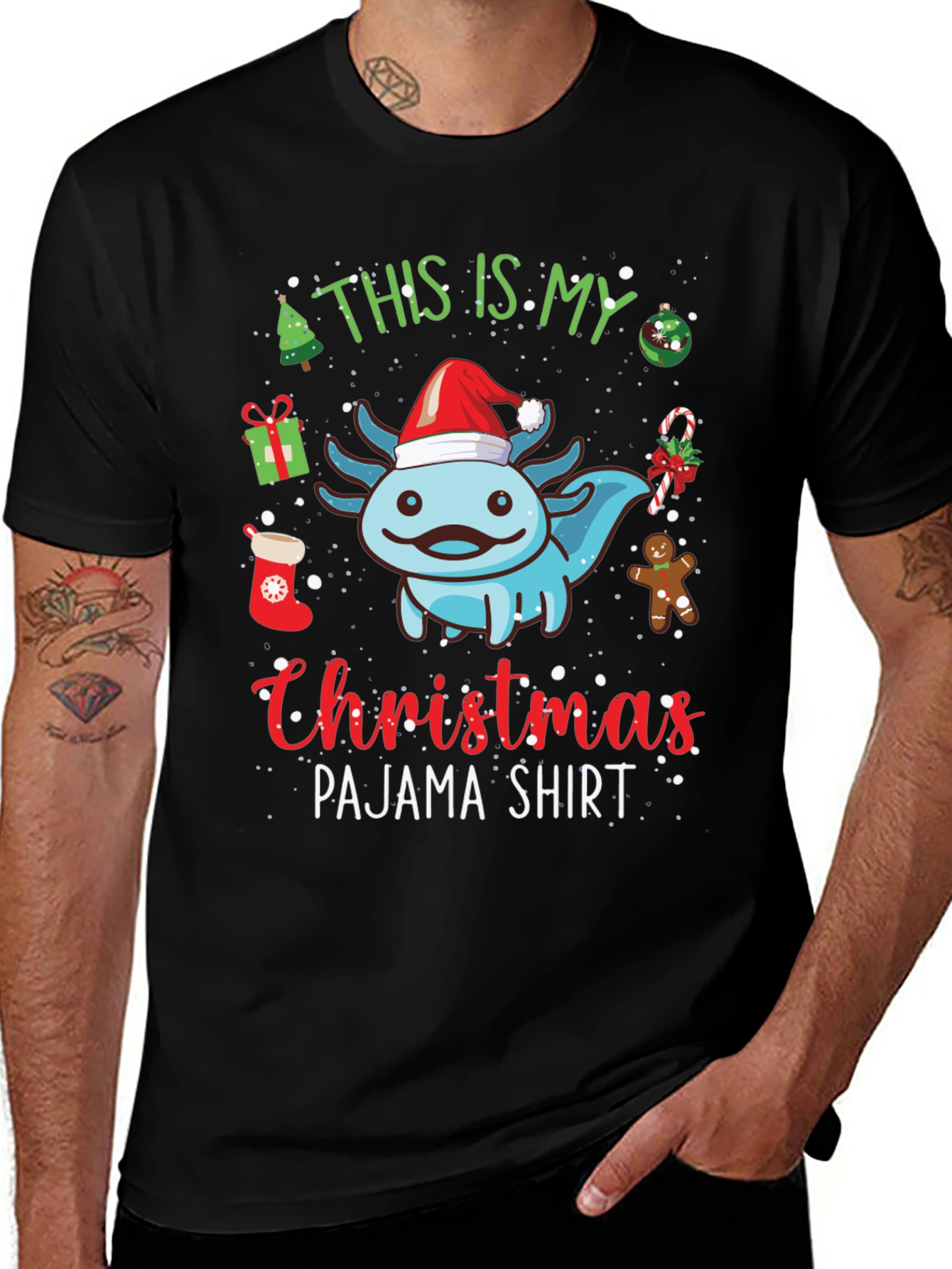 Christmas Axolotl Pajama T-Shirt