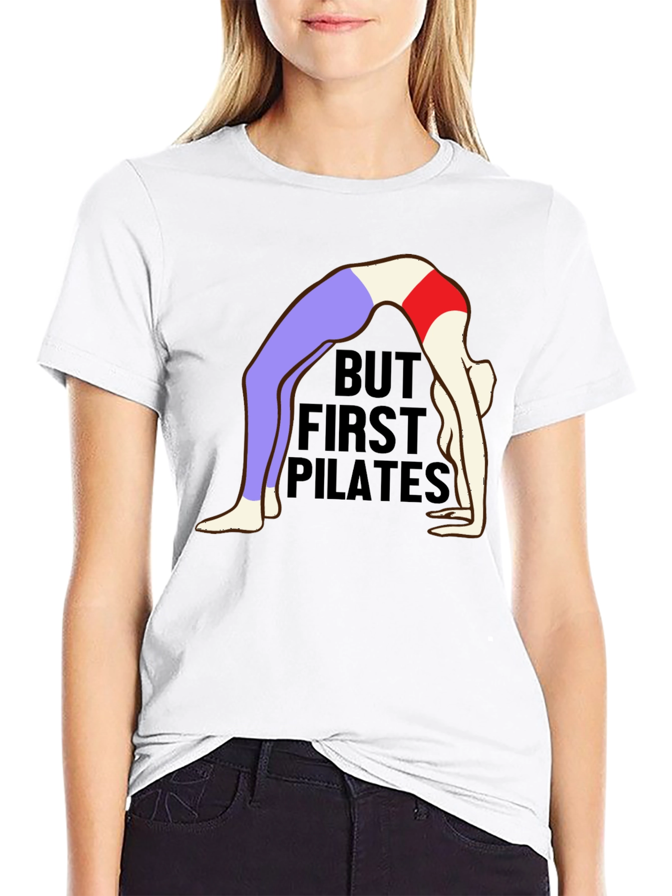But First Pilates Black Graphic T-Shirt