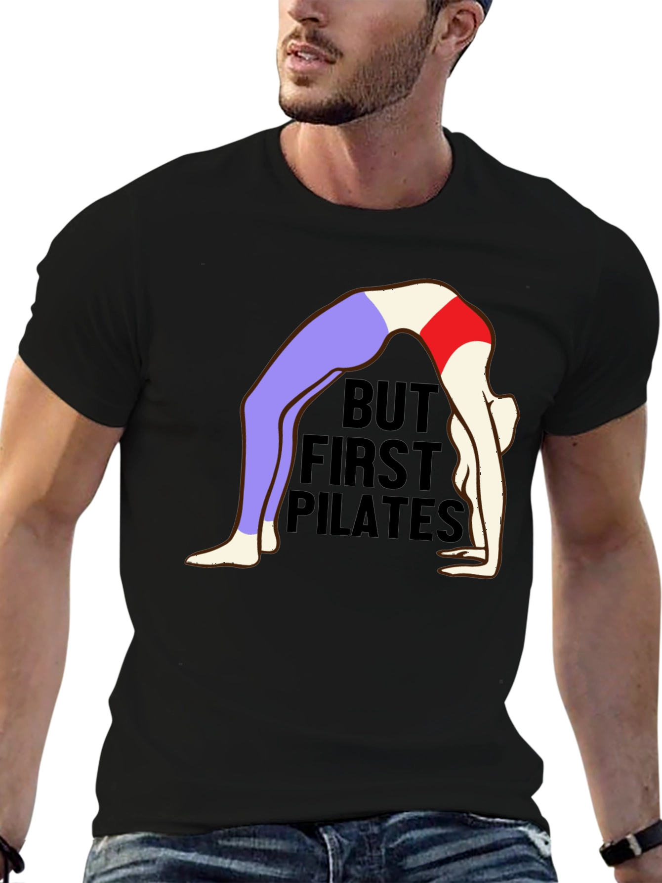 But First Pilates Black Graphic T-Shirt