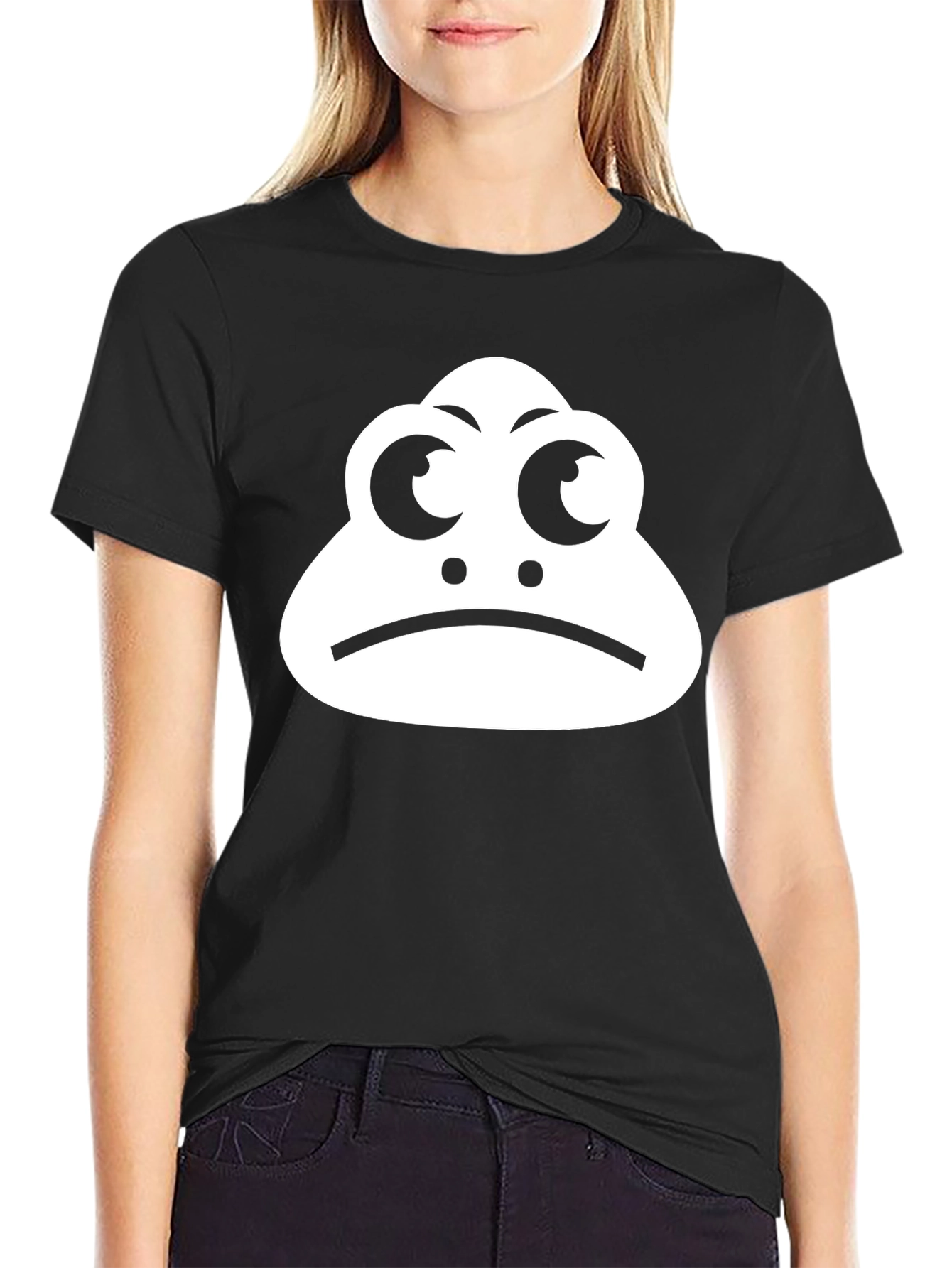 Sad Frog Graphic T-Shirt - Black Cotton Tee