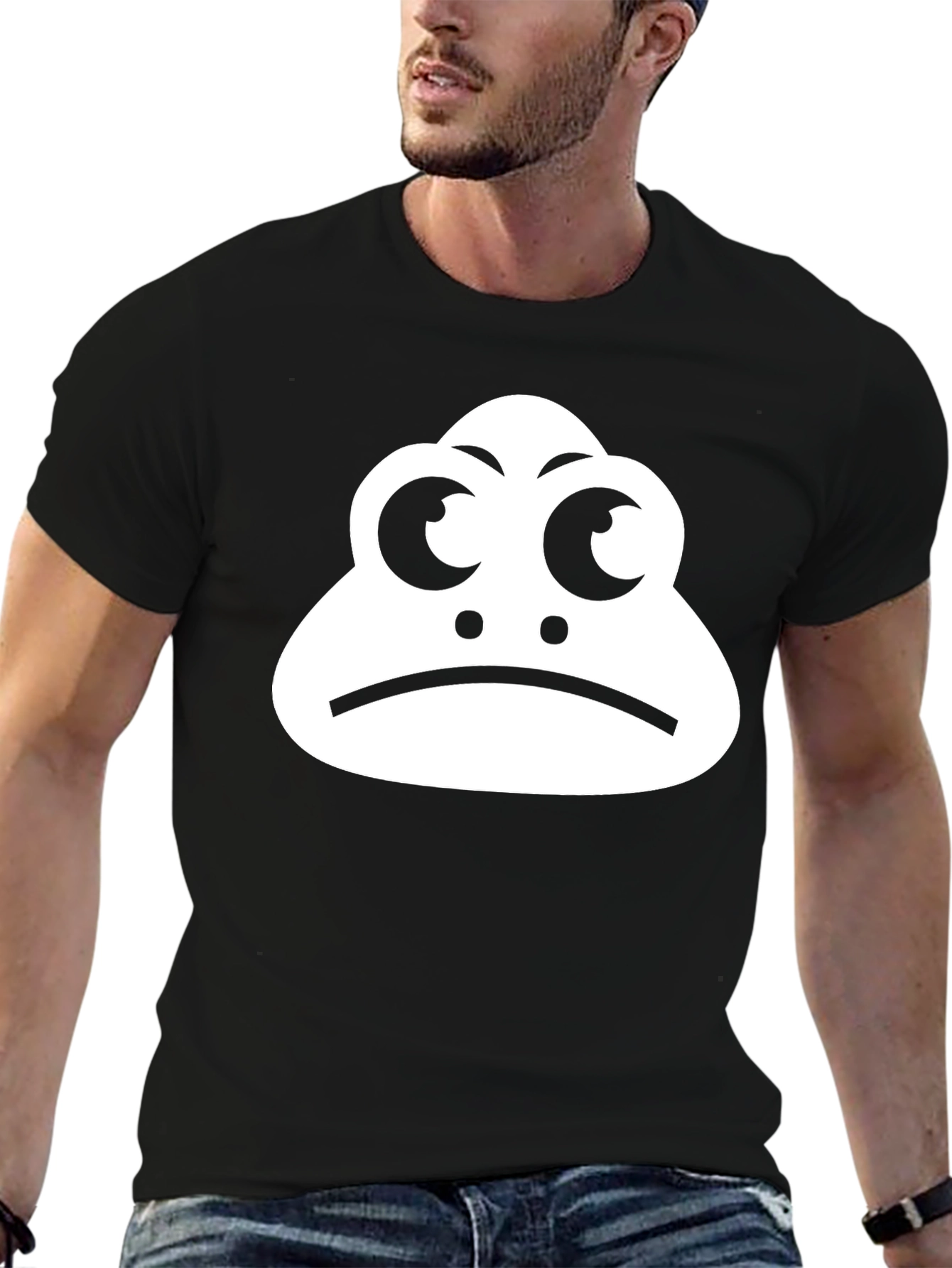Sad Frog Graphic T-Shirt - Black Cotton Tee