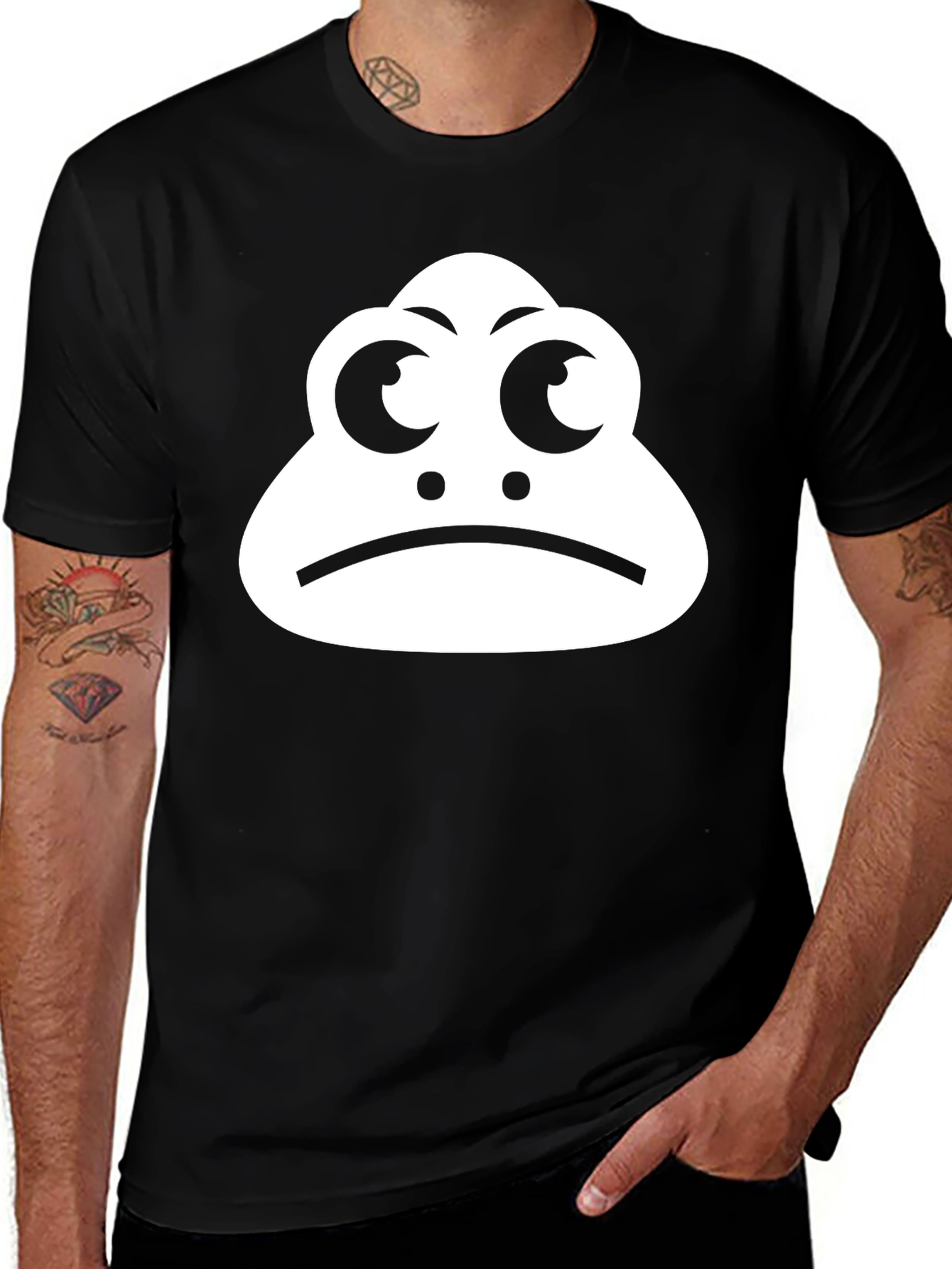 Sad Frog Graphic T-Shirt - Black Cotton Tee