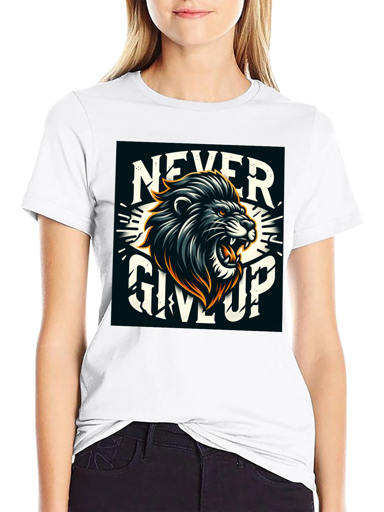 Lion Never Give Up Graphic Tee