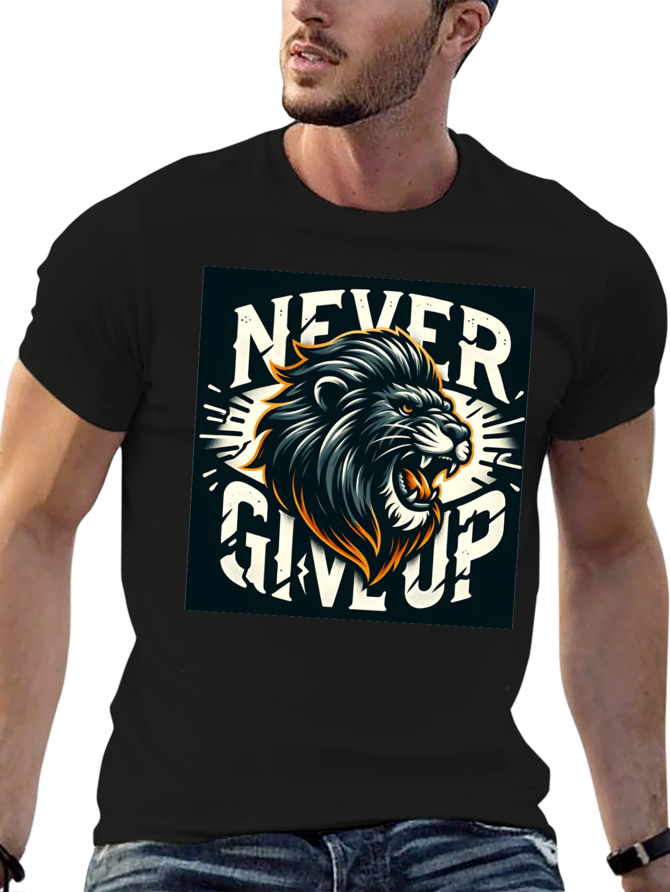 Lion Never Give Up Graphic Tee