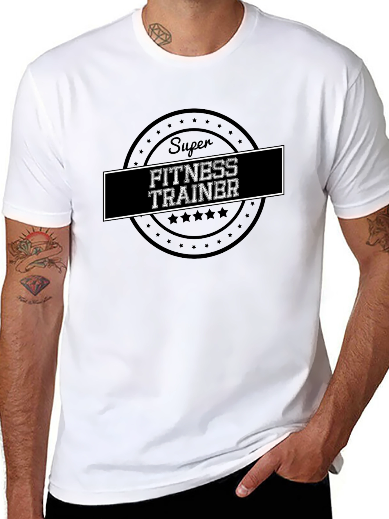 Super Fitness Trainer Graphic Black T-Shirt