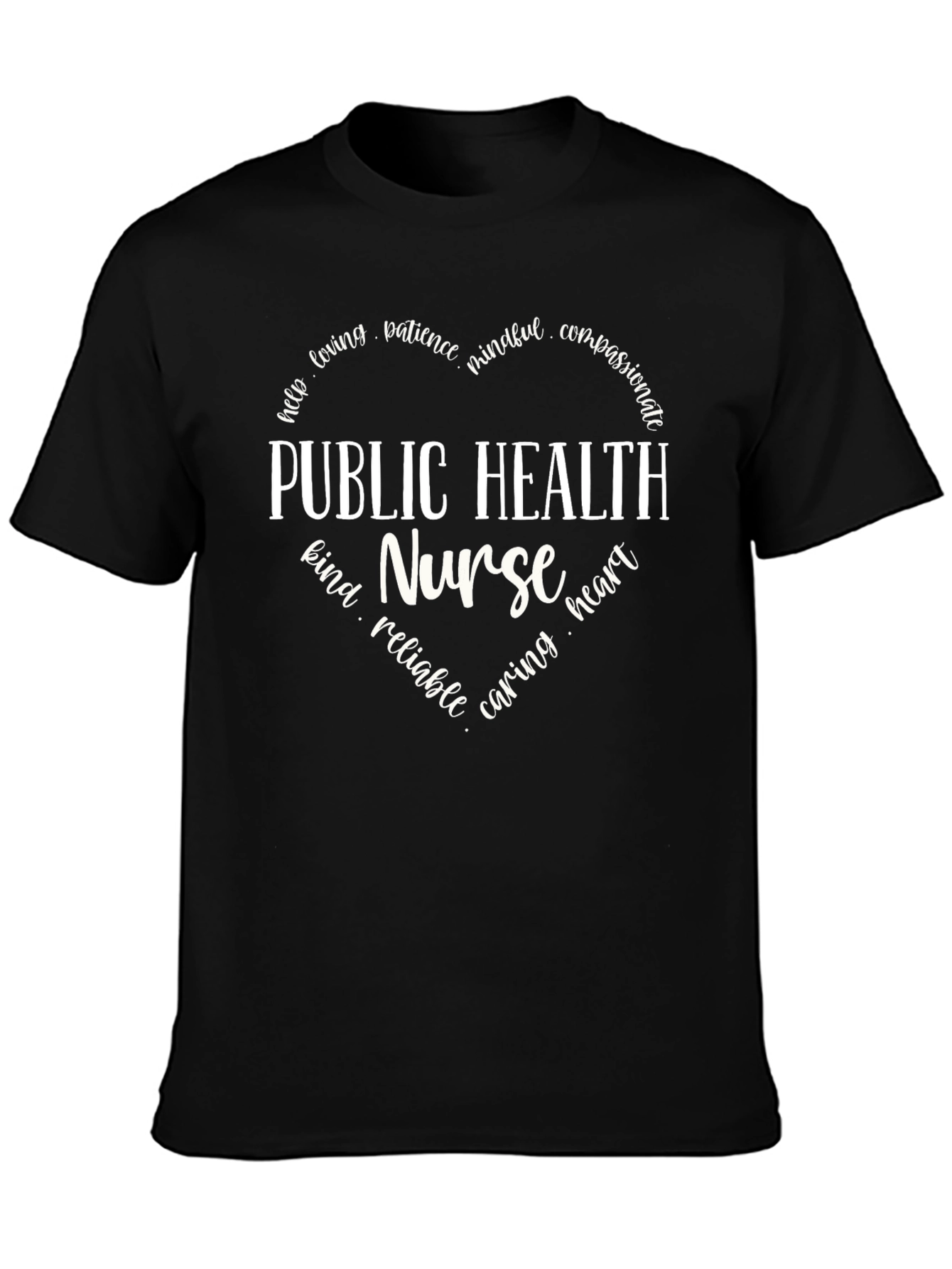 Public Health Nurse Heart Graphic Tee - Black