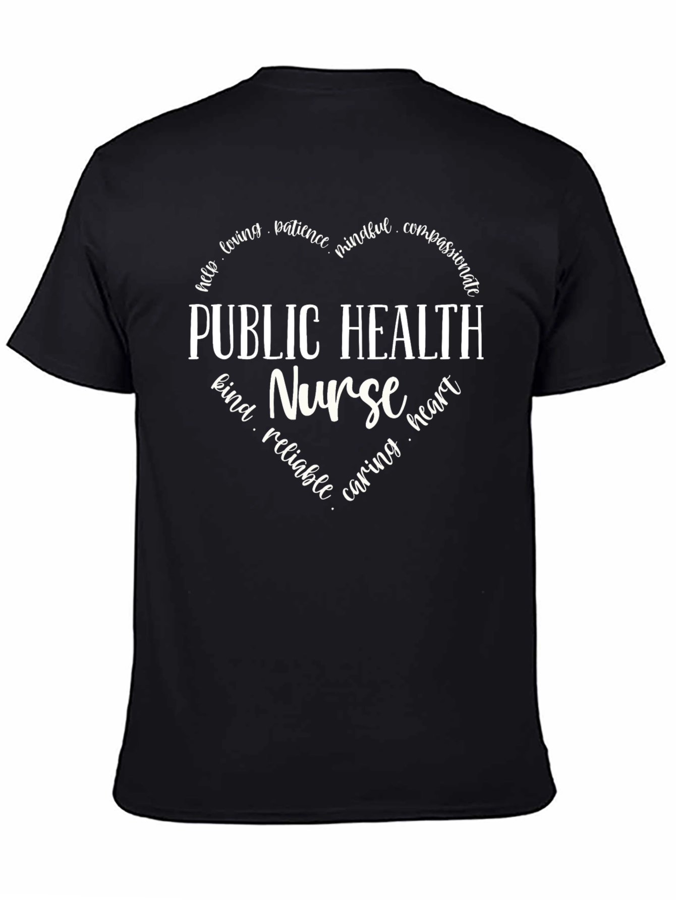 Public Health Nurse Heart Graphic Tee - Black