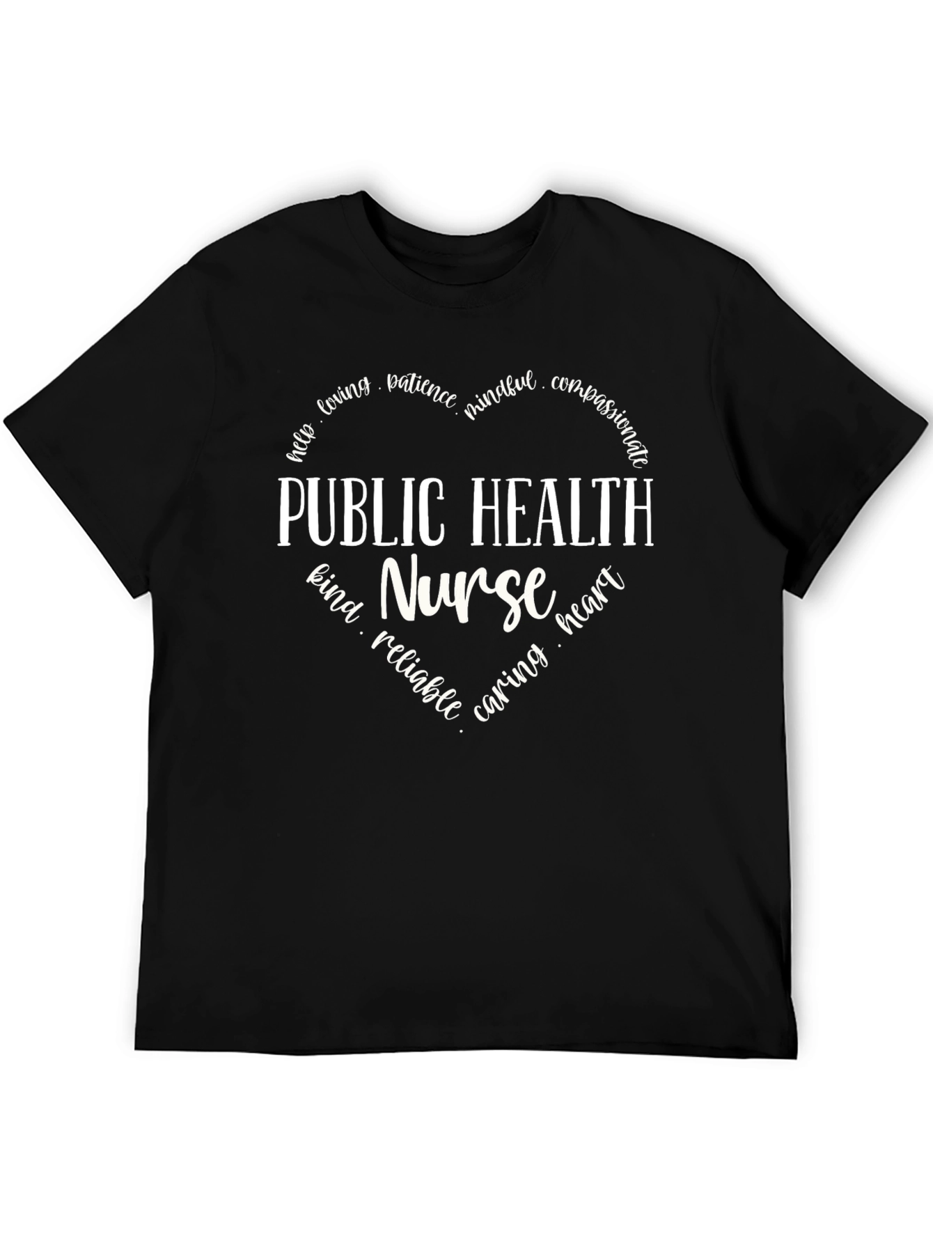 Public Health Nurse Heart Graphic Tee - Black