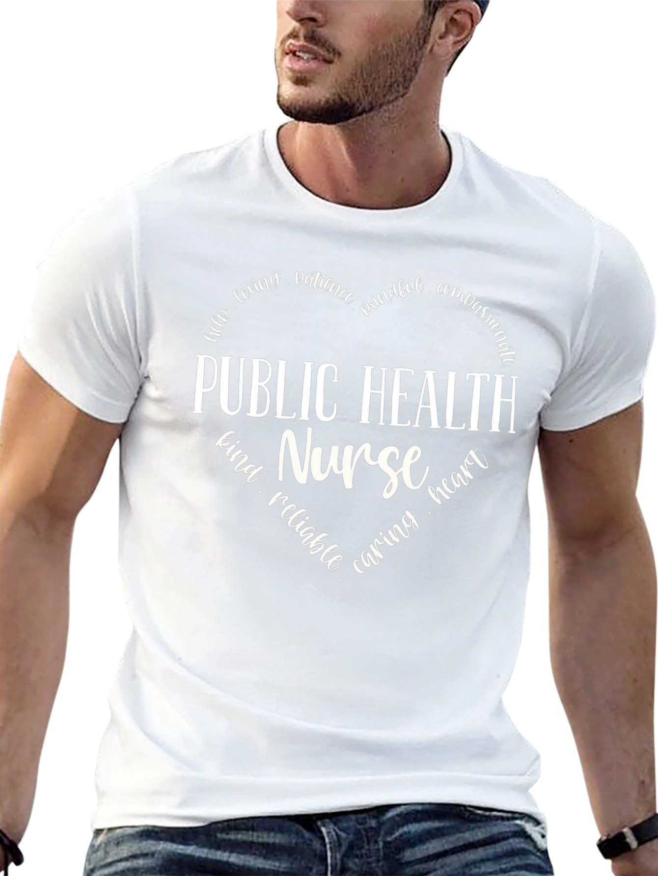 Public Health Nurse Heart Graphic Tee - Black
