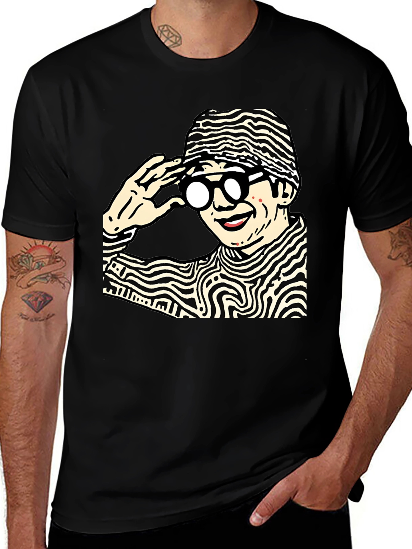 Funky Graphic Print Black Cotton T-Shirt