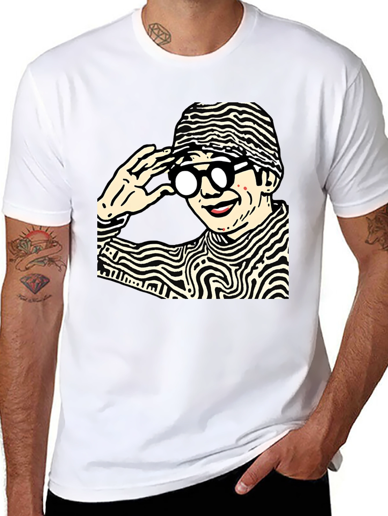 Funky Graphic Print Black Cotton T-Shirt