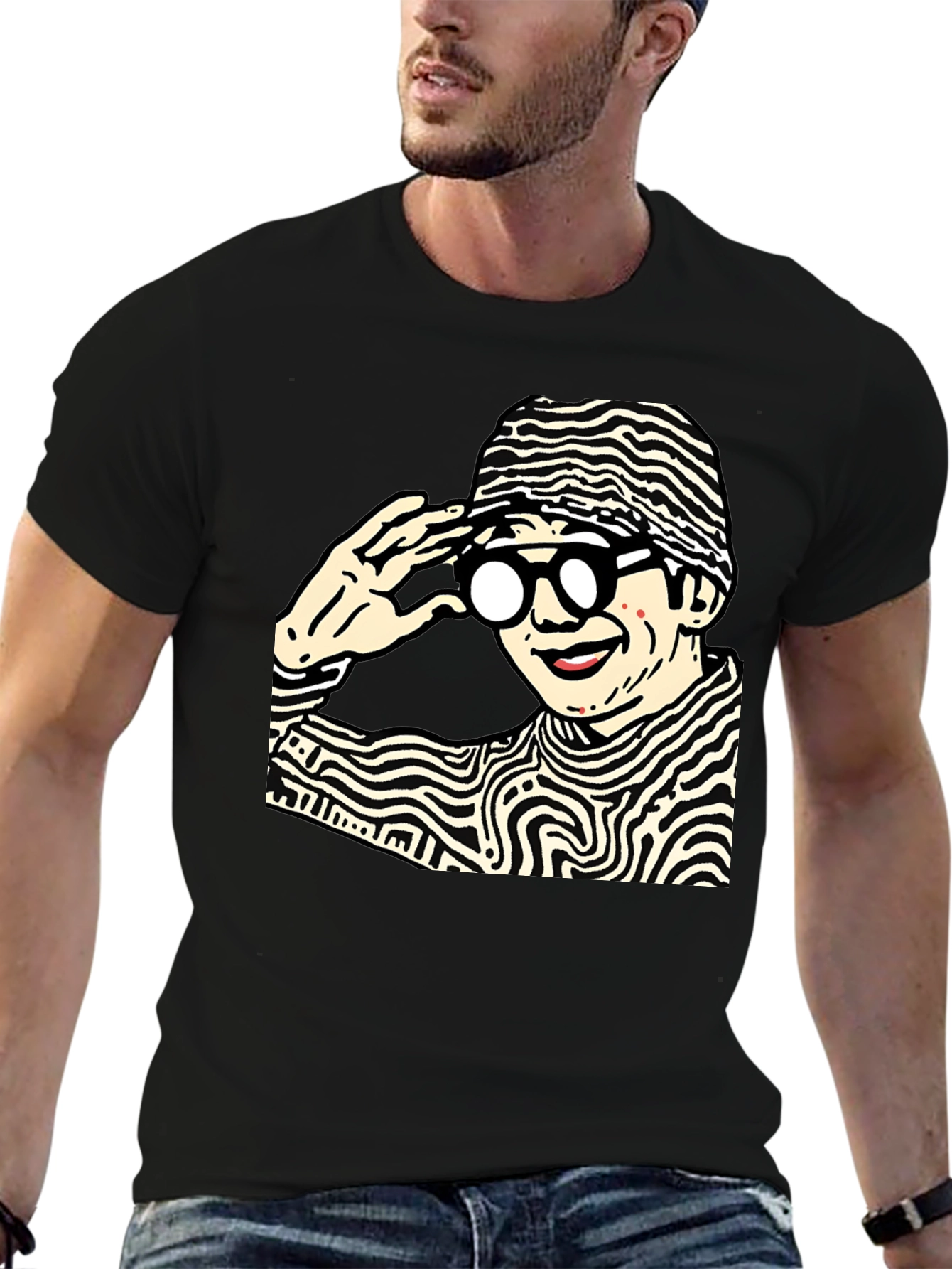 Funky Graphic Print Black Cotton T-Shirt