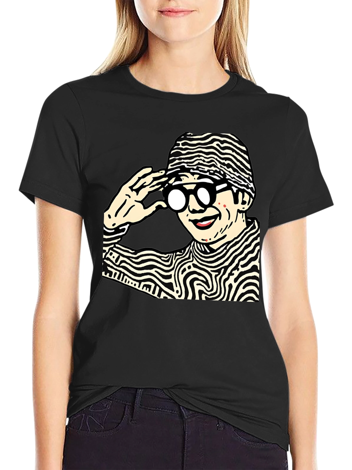 Funky Graphic Print Black Cotton T-Shirt
