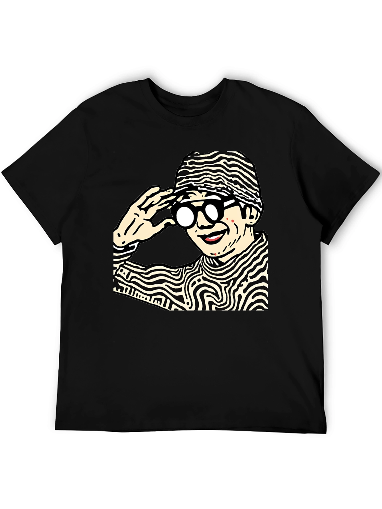 Funky Graphic Print Black Cotton T-Shirt