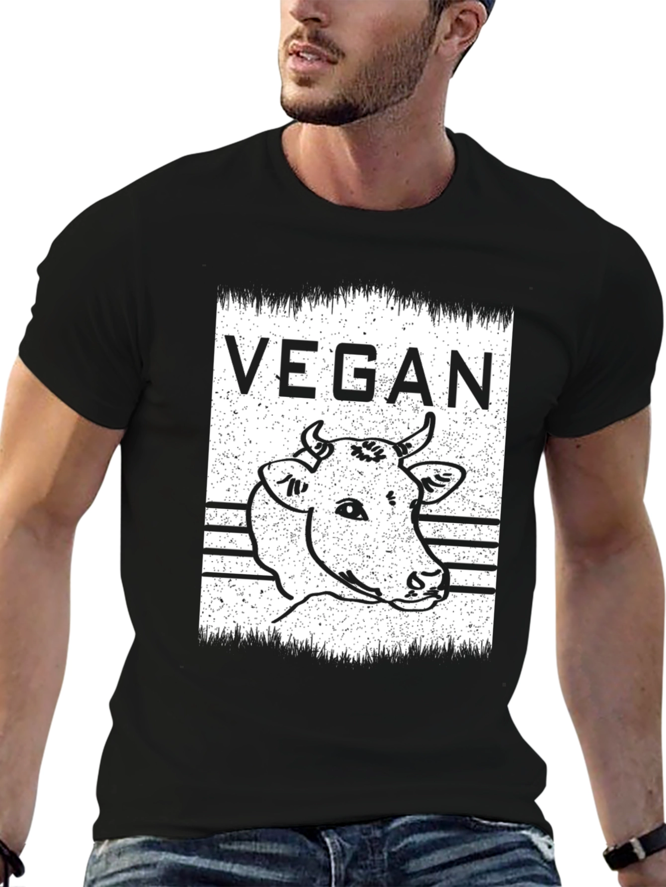 Vegan Cow Graphic T-Shirt - Unisex Black Tee