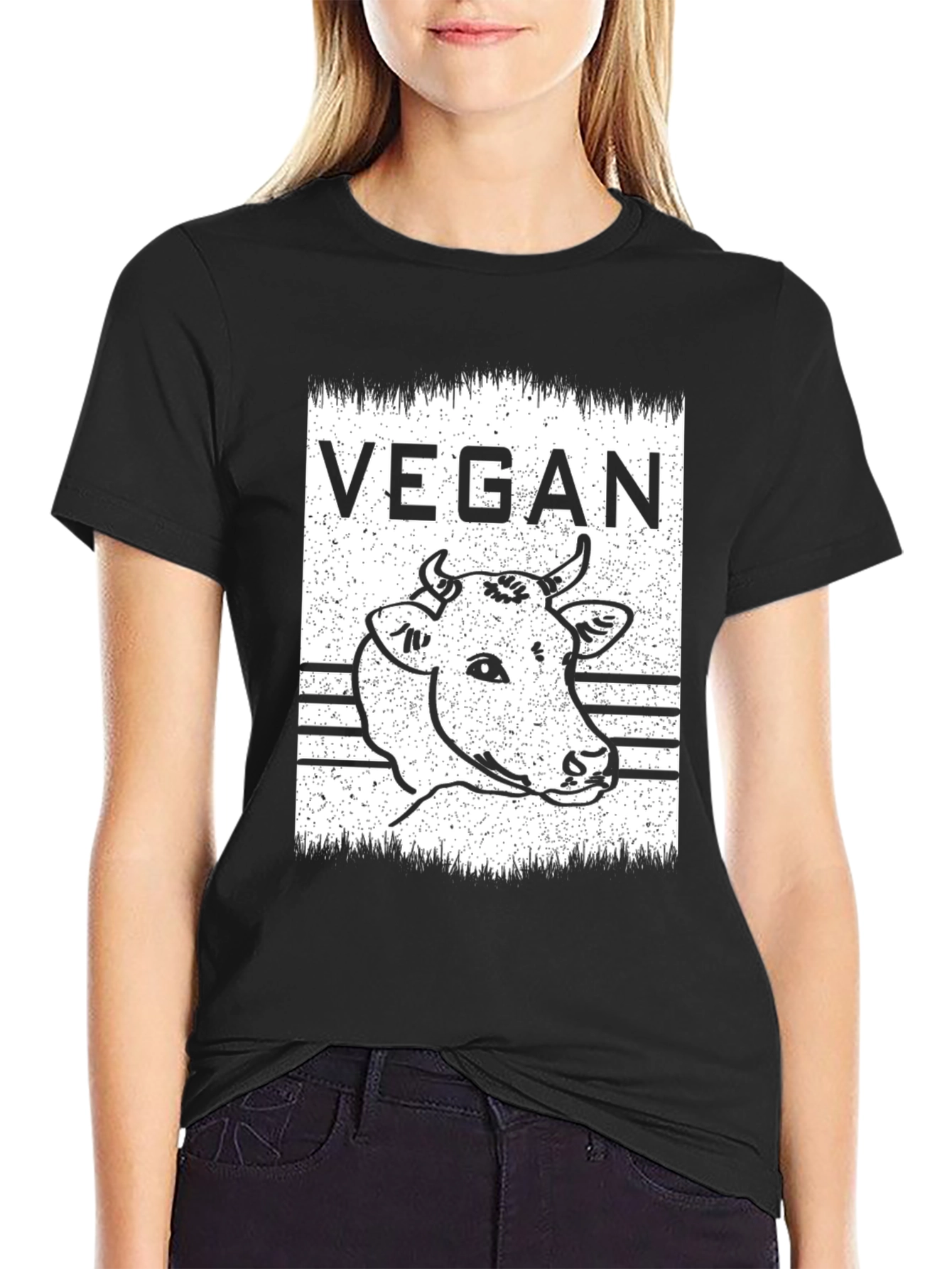Vegan Cow Graphic T-Shirt - Unisex Black Tee