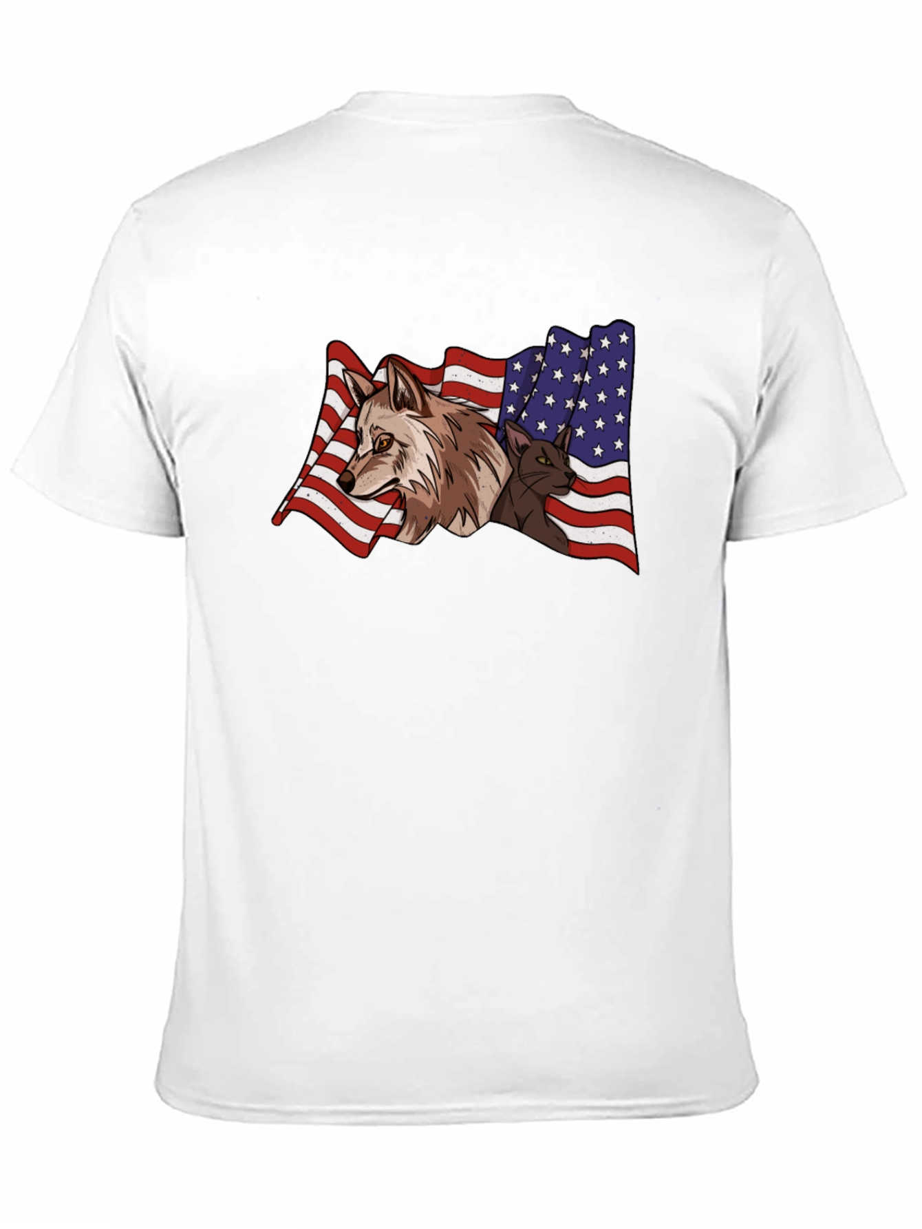 American Flag Wolf & Cat T-Shirt