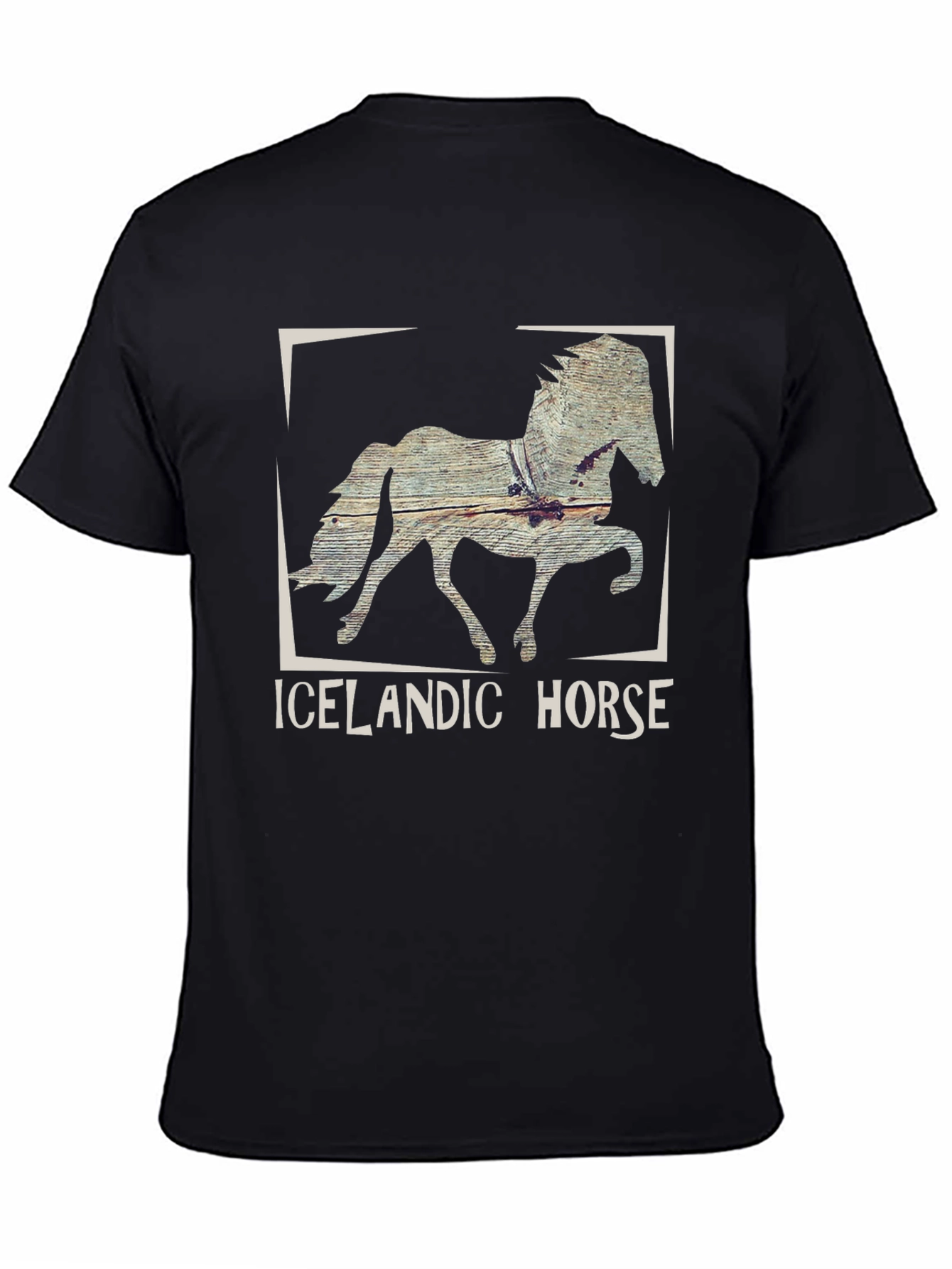 Icelandic Horse Graphic Tee - Black Cotton T-Shirt