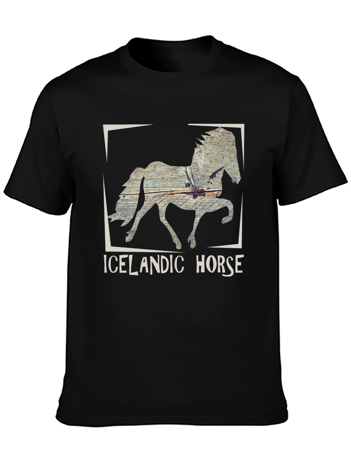 Icelandic Horse Graphic Tee - Black Cotton T-Shirt