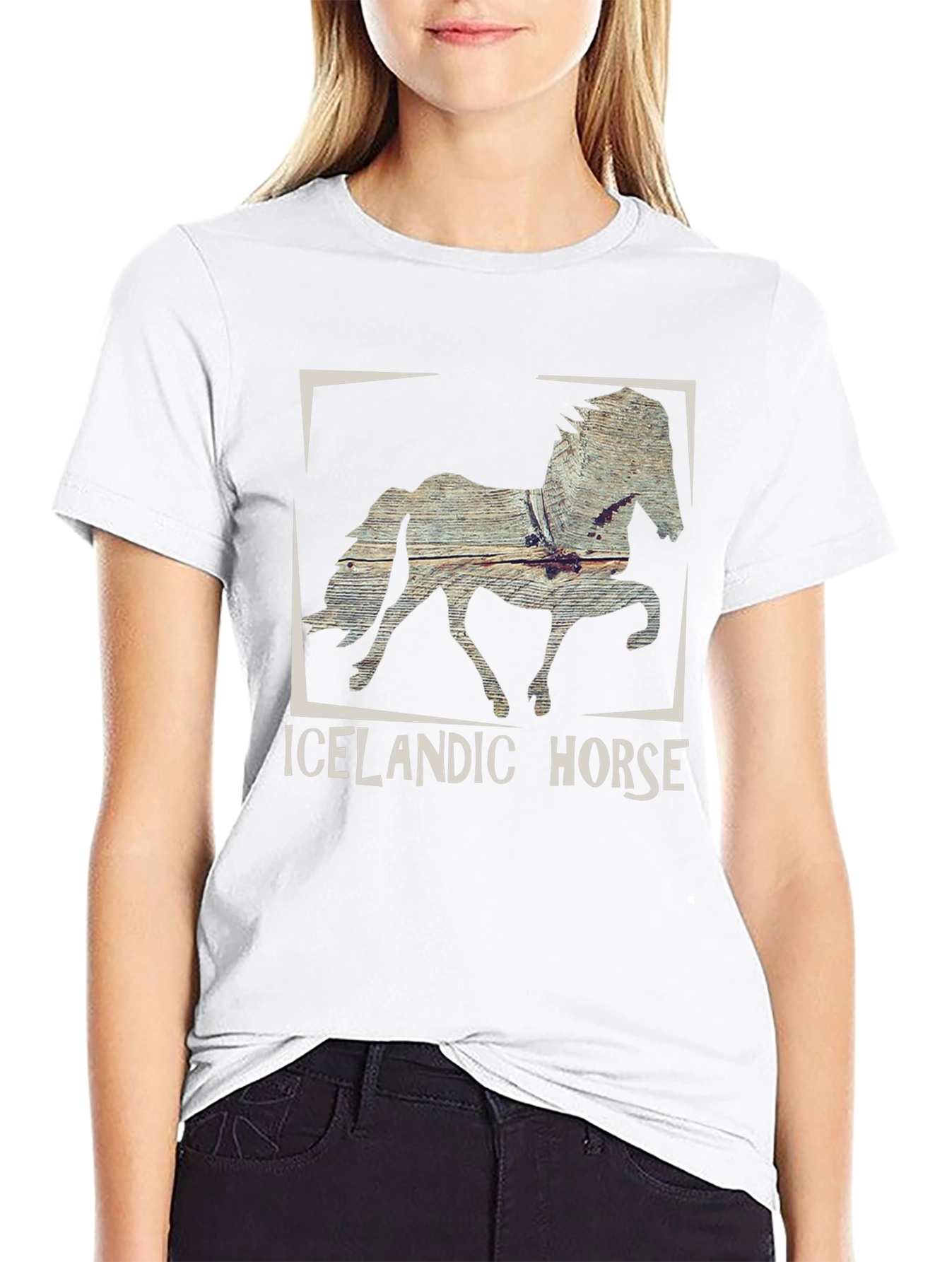 Icelandic Horse Graphic Tee - Black Cotton T-Shirt