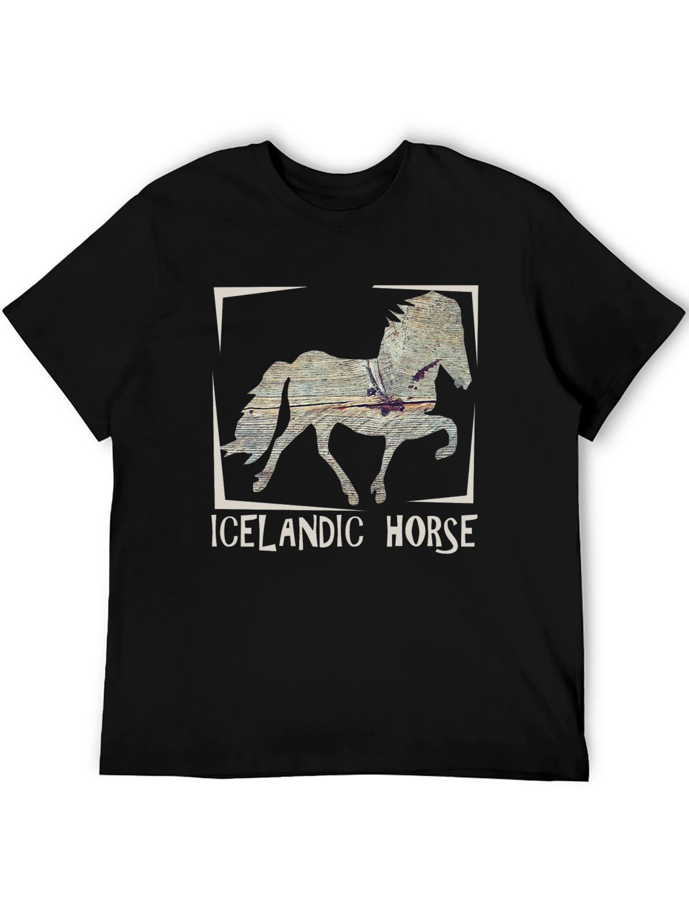 Icelandic Horse Graphic Tee - Black Cotton T-Shirt