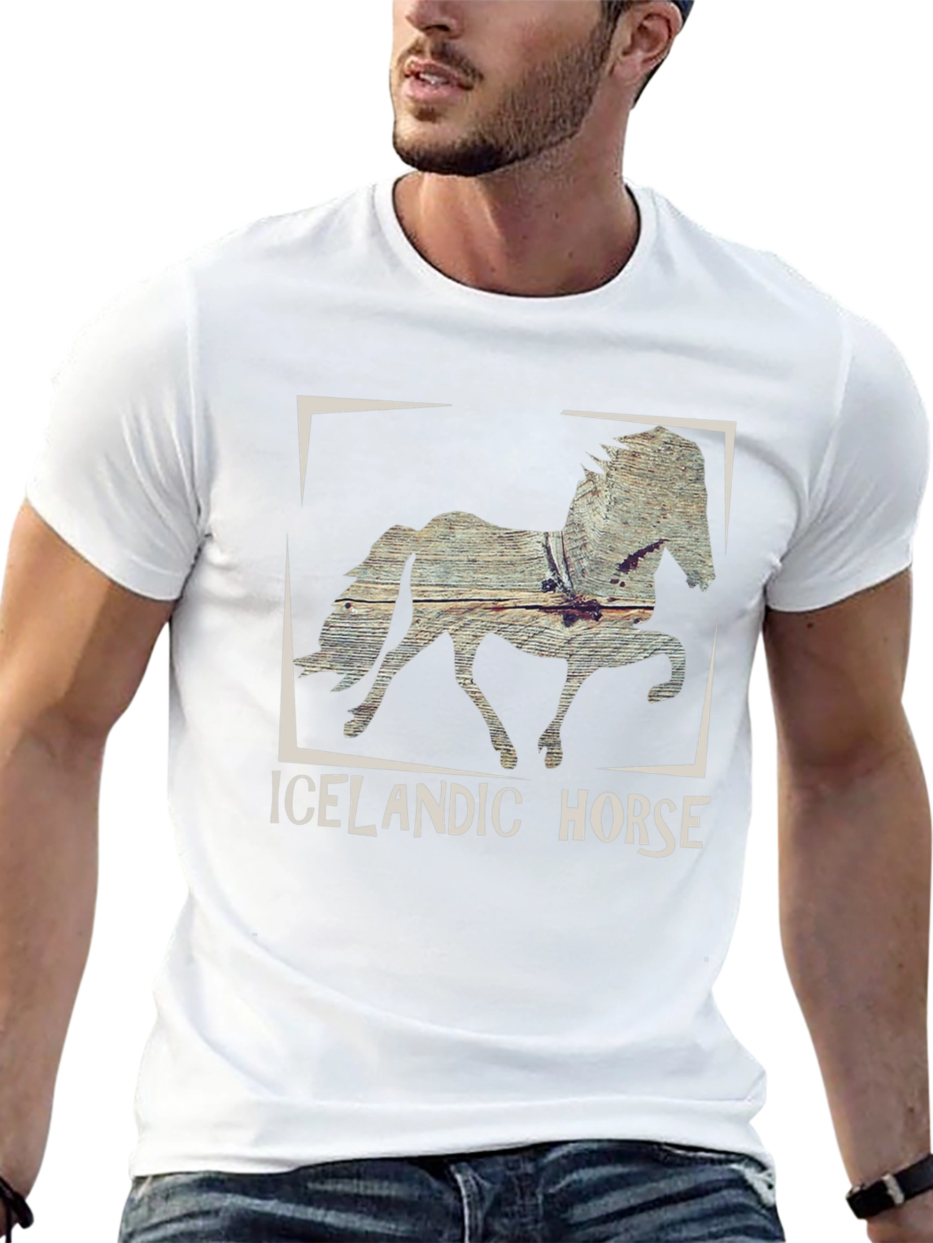 Icelandic Horse Graphic Tee - Black Cotton T-Shirt
