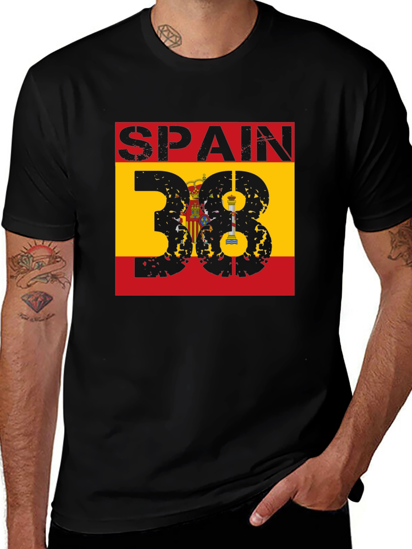 Spain 38 Graphic T-Shirt - Mens Black Tee