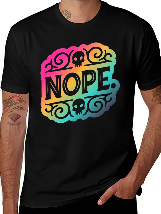 Nope Graphic Tee - Colorful Skull Design
