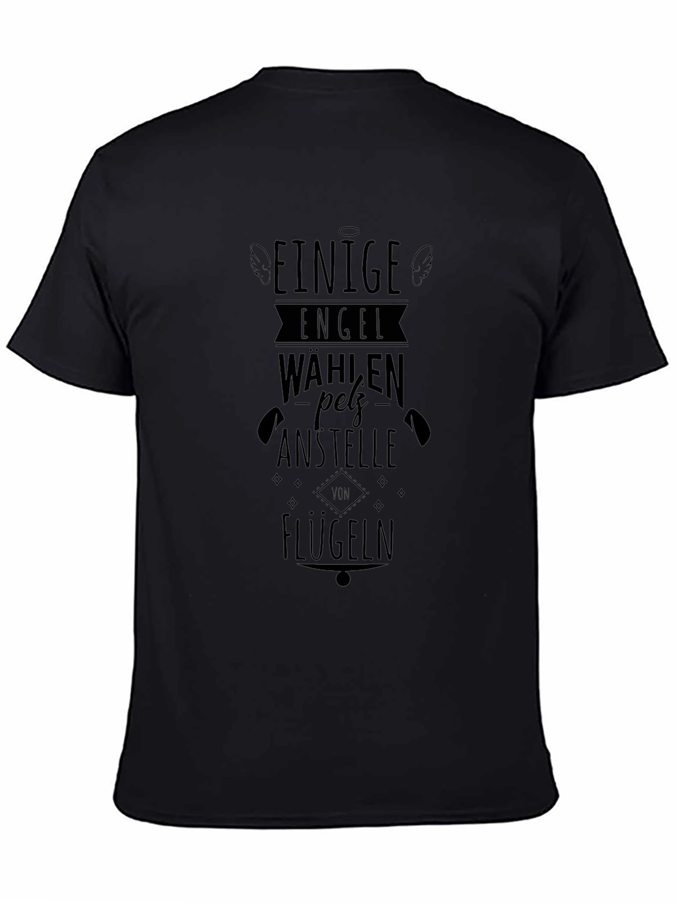 Unique Black Graphic T-Shirt: Some Angels Choose Fur