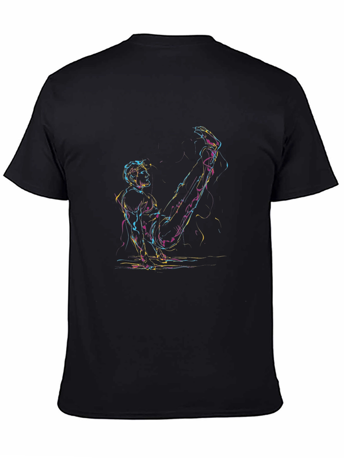 Abstract Athlete Graphic T-Shirt - Black