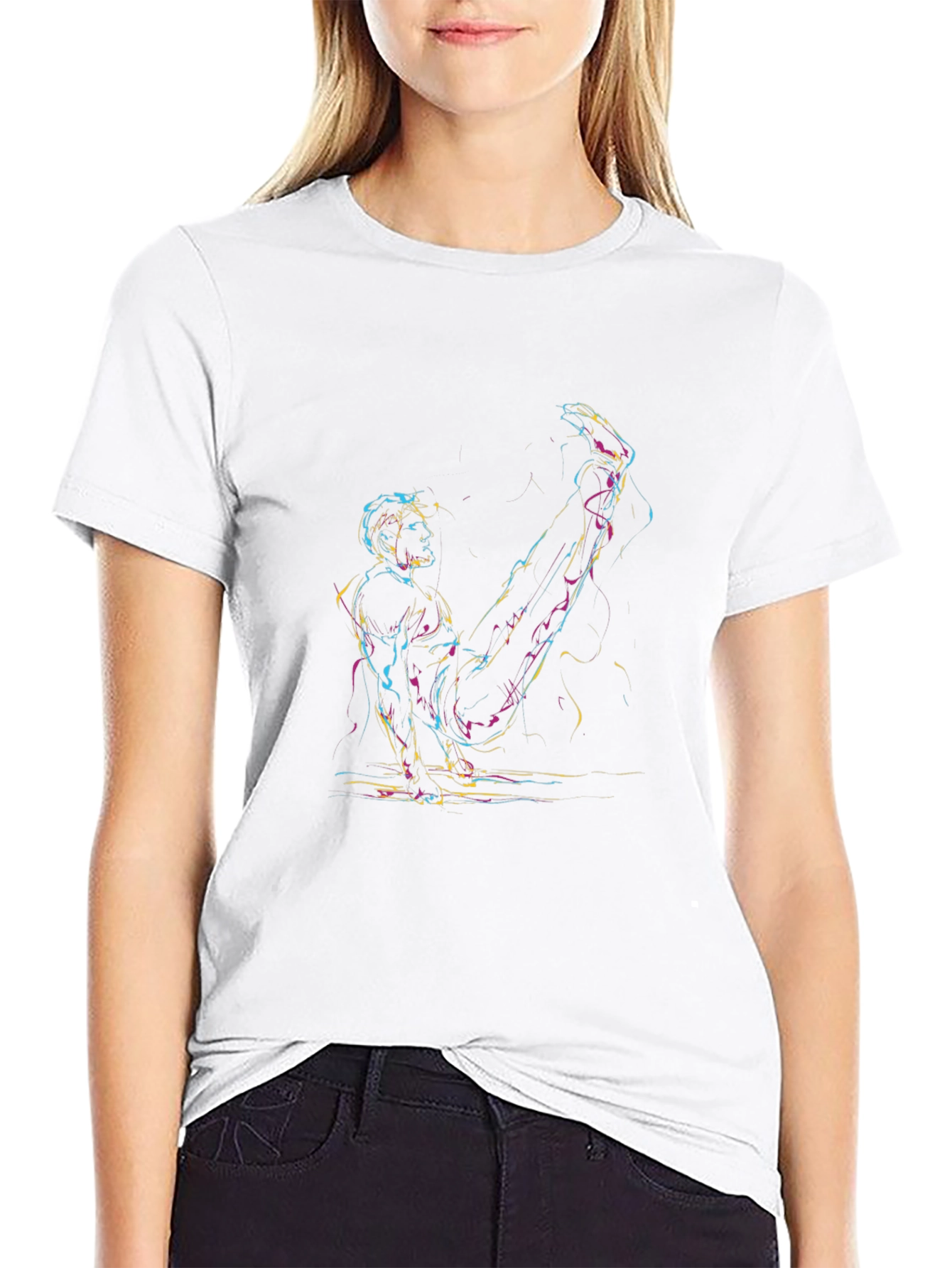 Abstract Athlete Graphic T-Shirt - Black