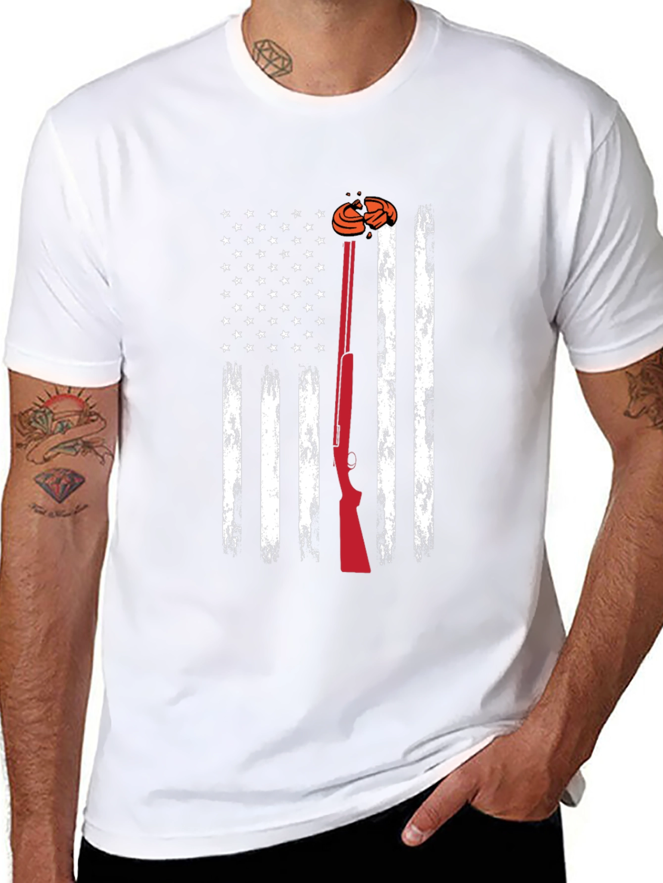 American Flag Clay Shooting T-Shirt