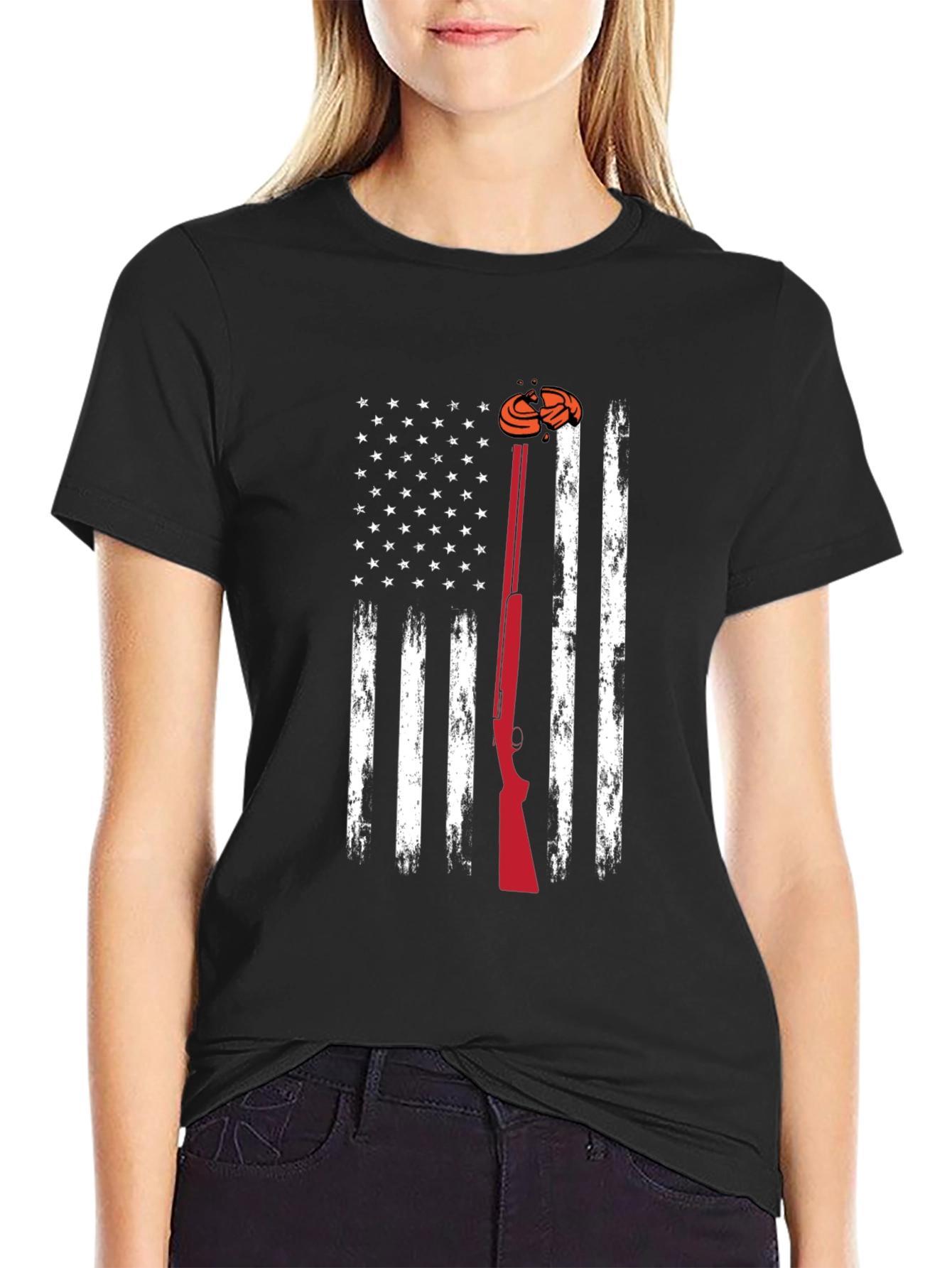 American Flag Clay Shooting T-Shirt