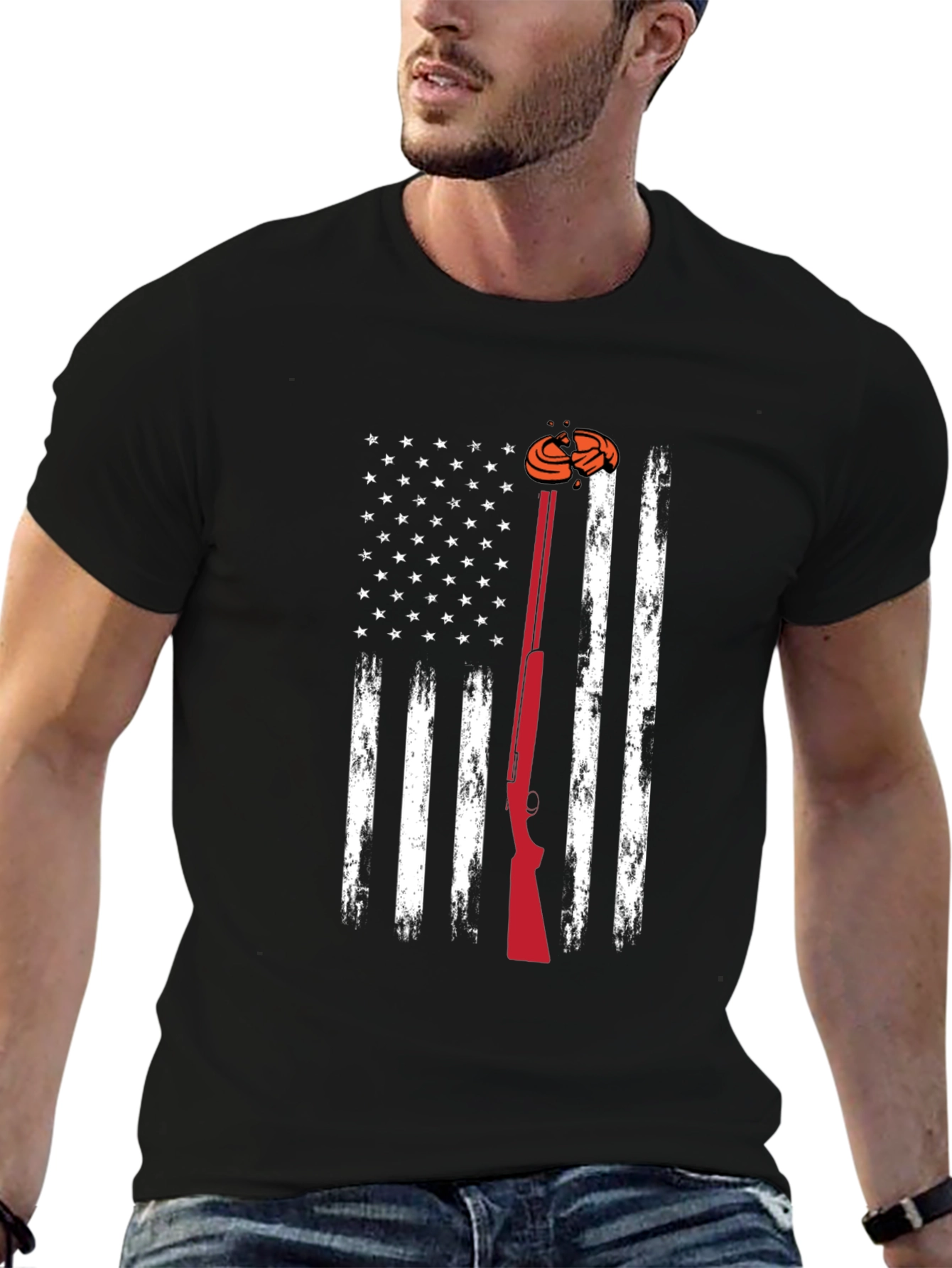 American Flag Clay Shooting T-Shirt