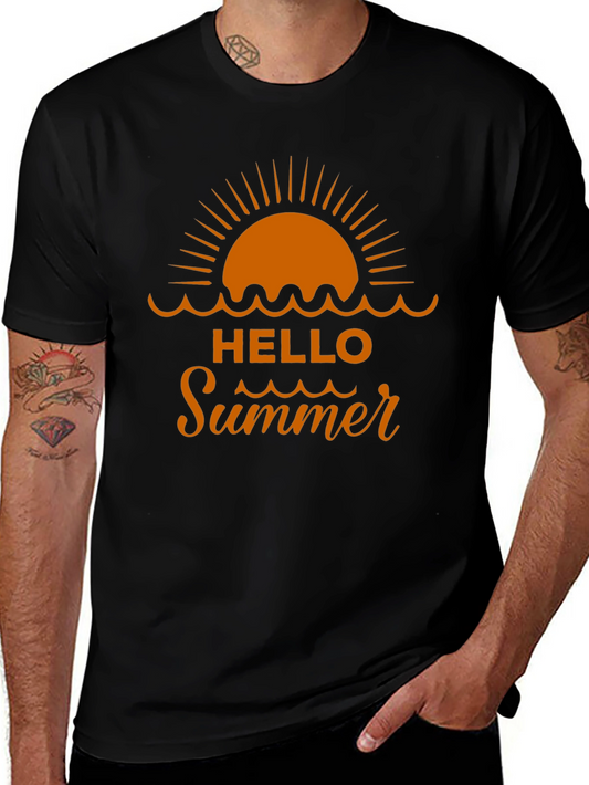 Hello Summer Graphic Tee - Beach Vacation Shirt