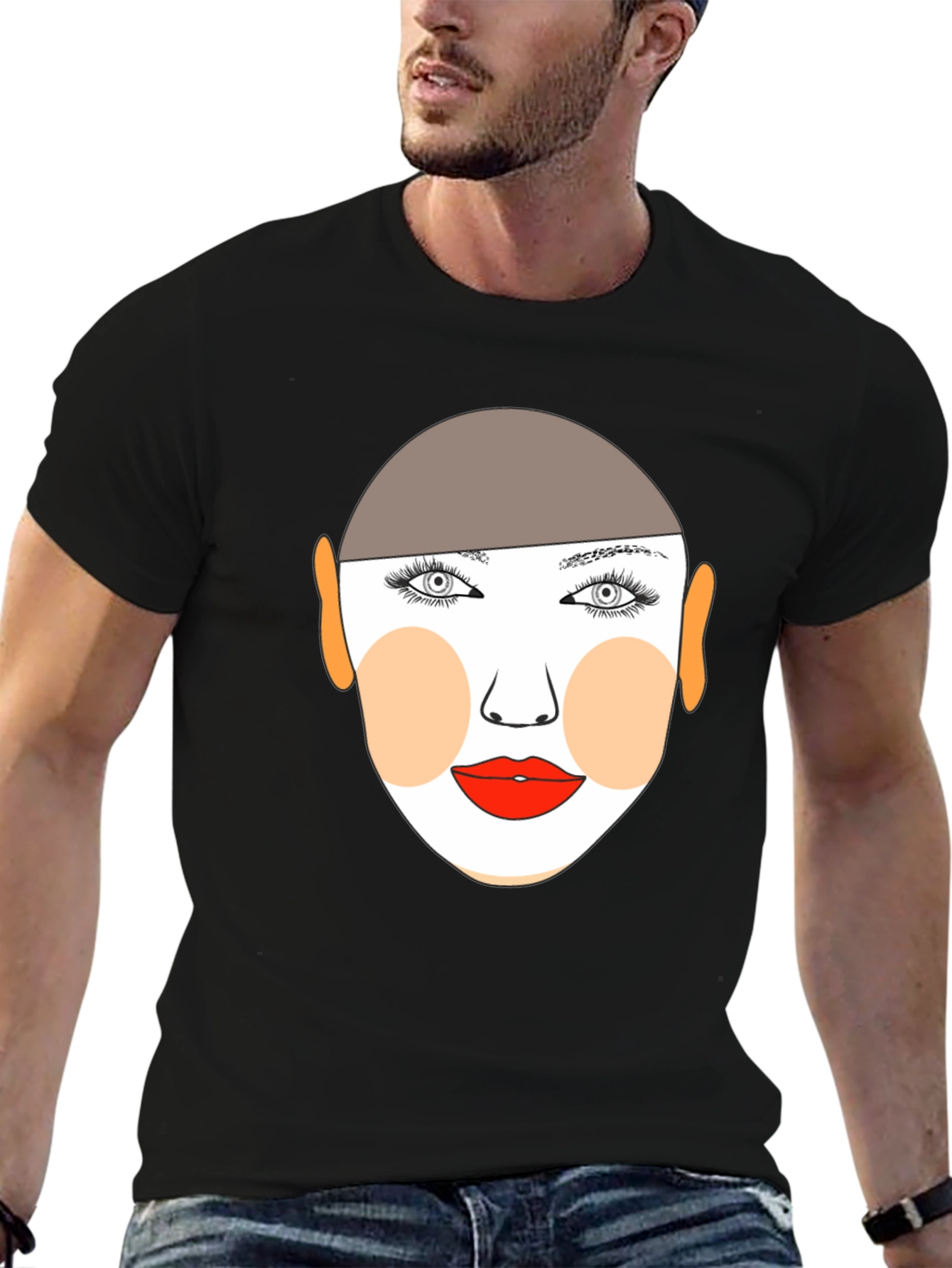 Graphic Face Tee - Stylish Black T-Shirt