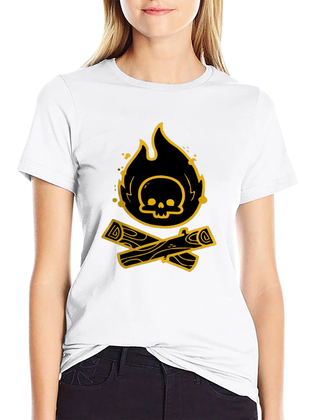 Skull Bonfire Graphic Tee - Black