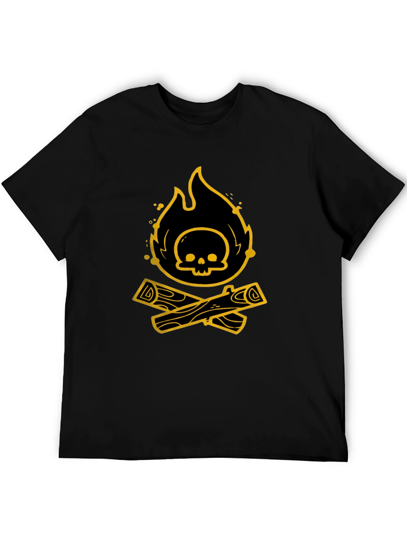 Skull Bonfire Graphic Tee - Black