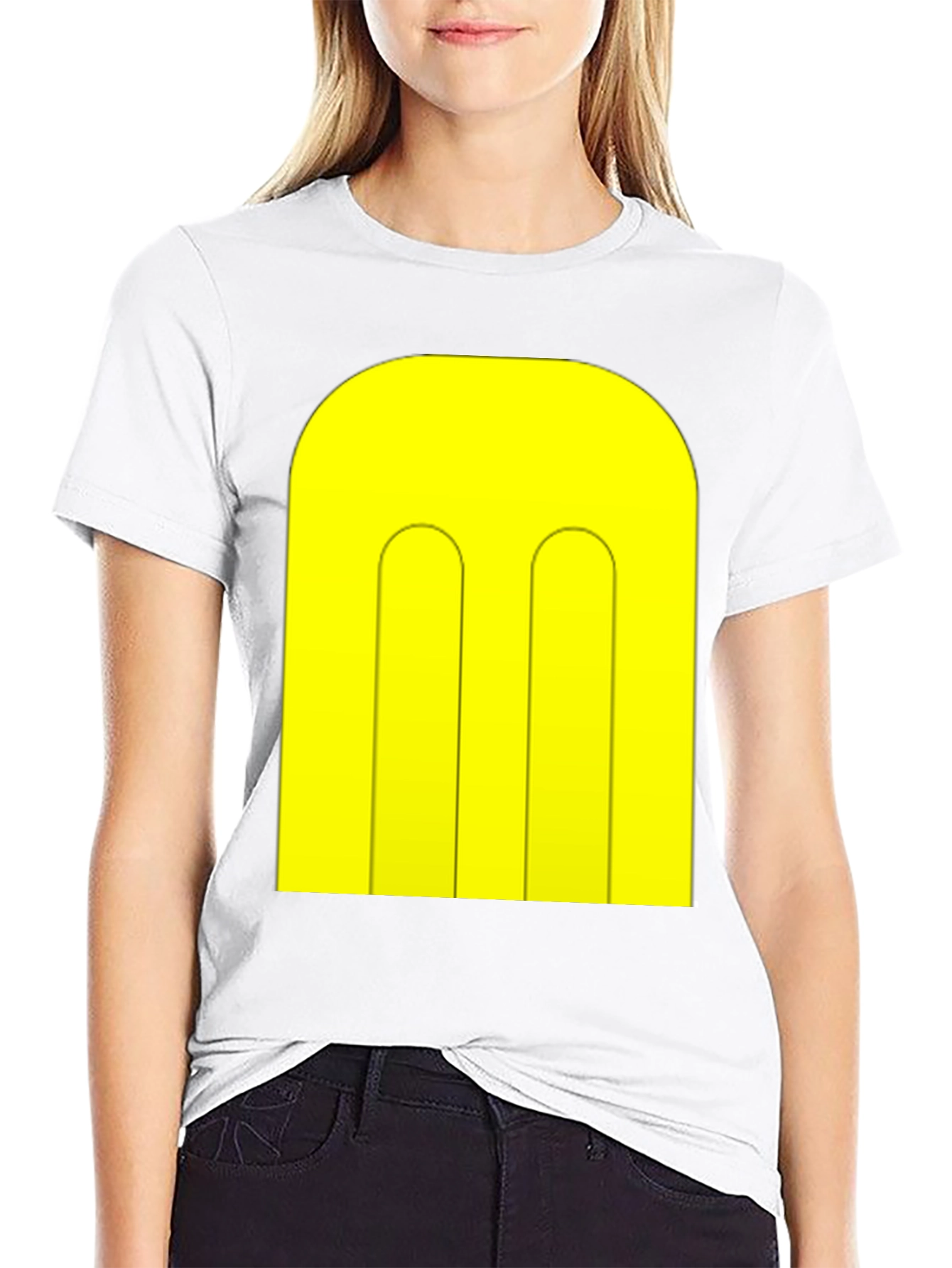 Abstract Yellow Pattern Black T-Shirt